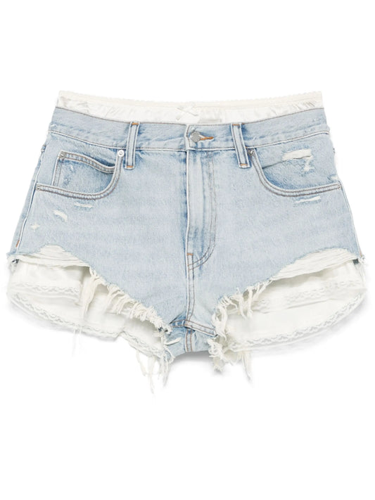 Cutoff silk-layer shorts
