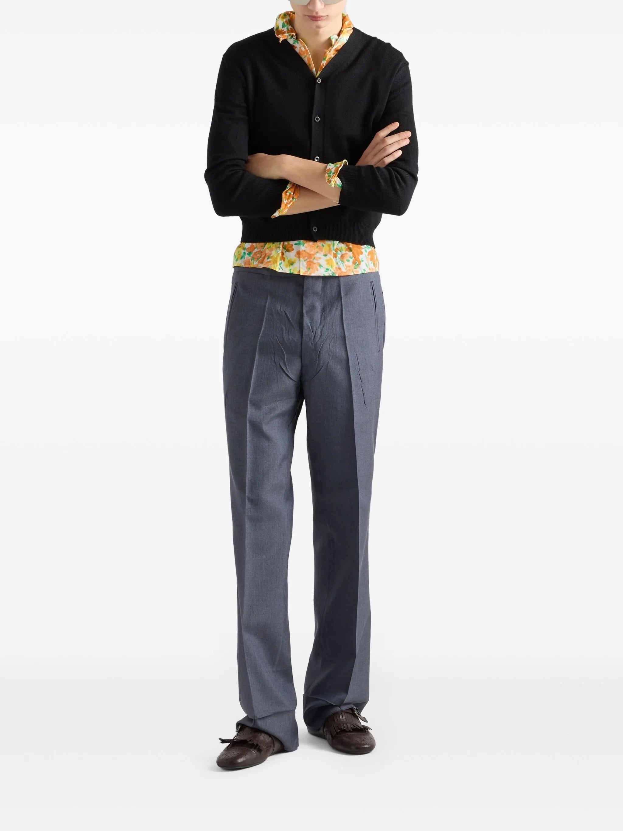 pressed-crease trousers