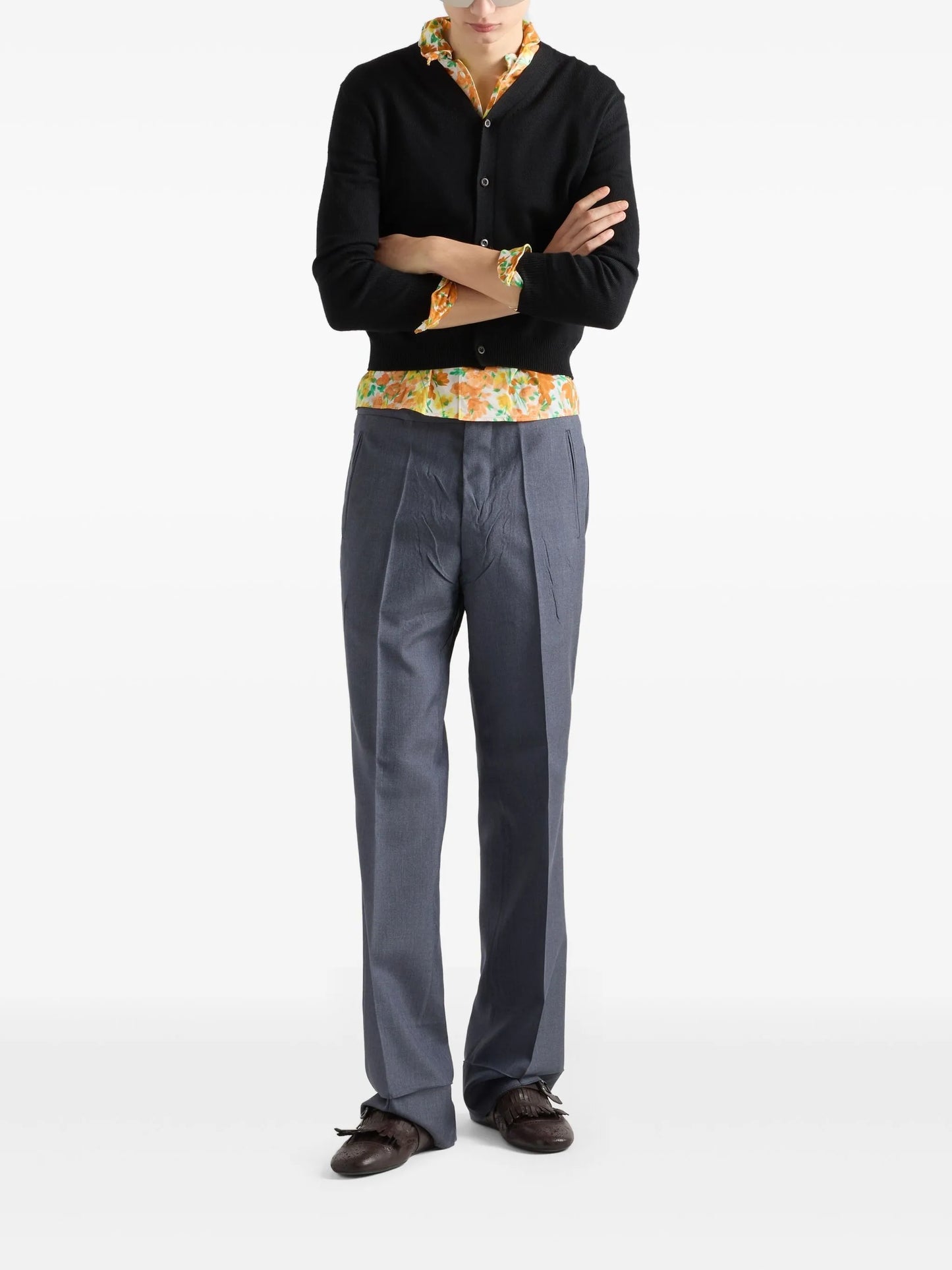 pressed-crease trousers