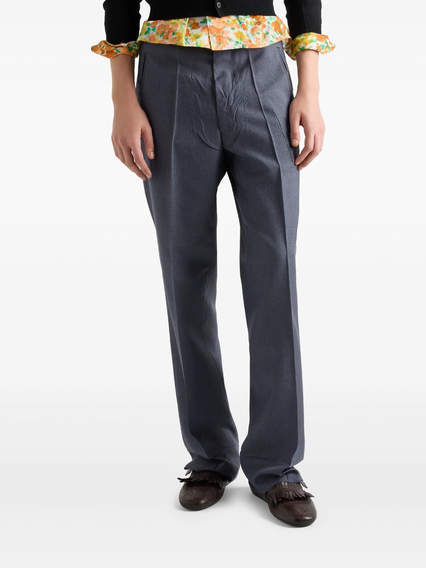 pressed-crease trousers