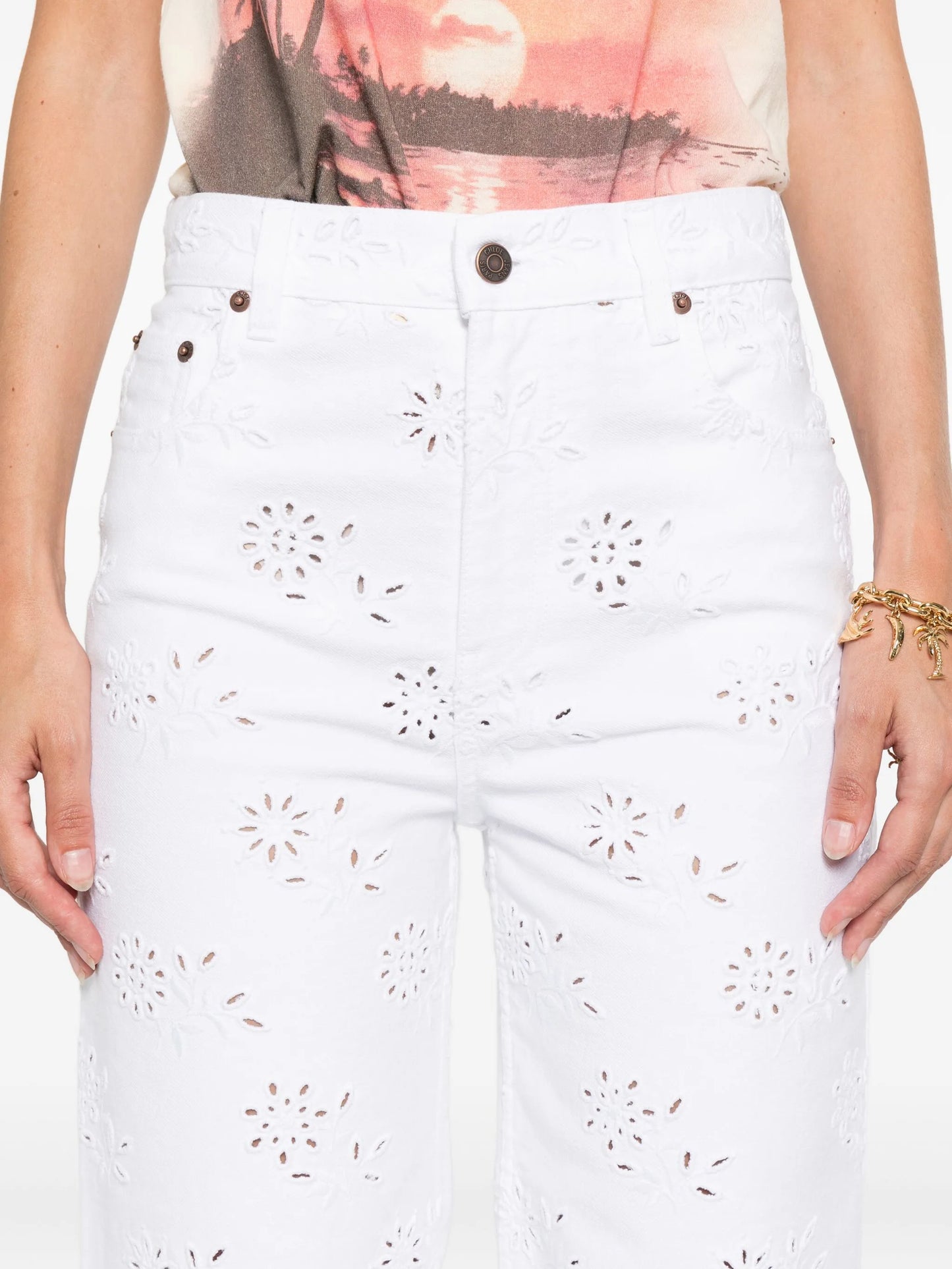 cut-out cropped jeans