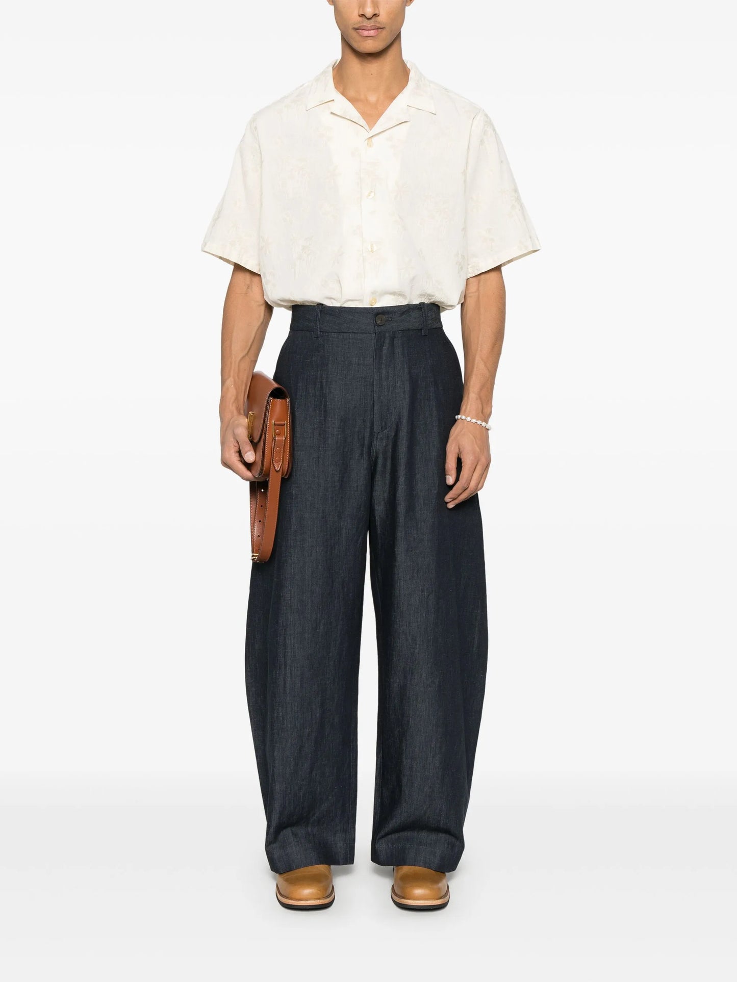 curved-leg trousers