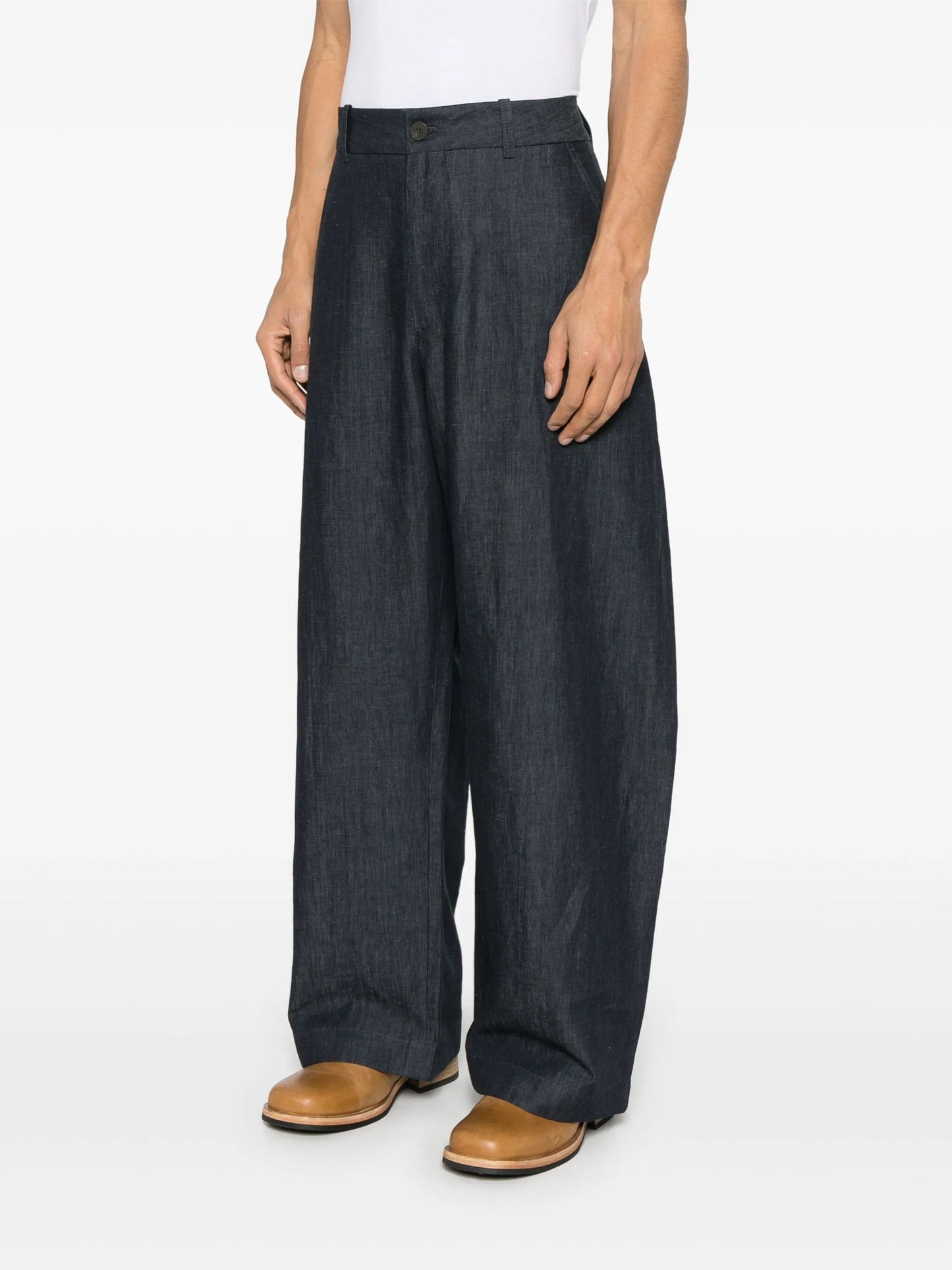 curved-leg trousers