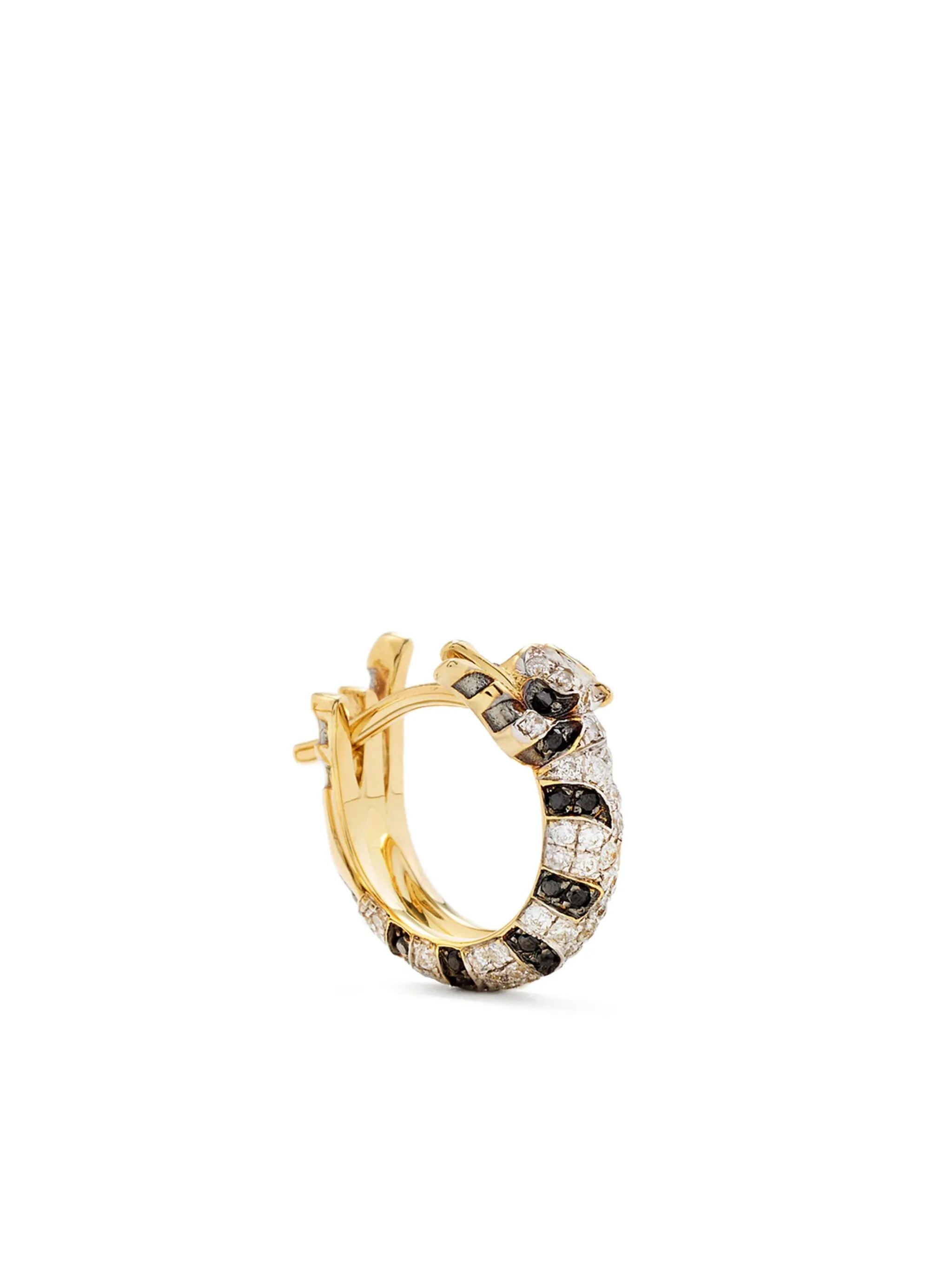 9CT yellow gold Mini Créoles Felin diamond and tsavorite hoop earrings