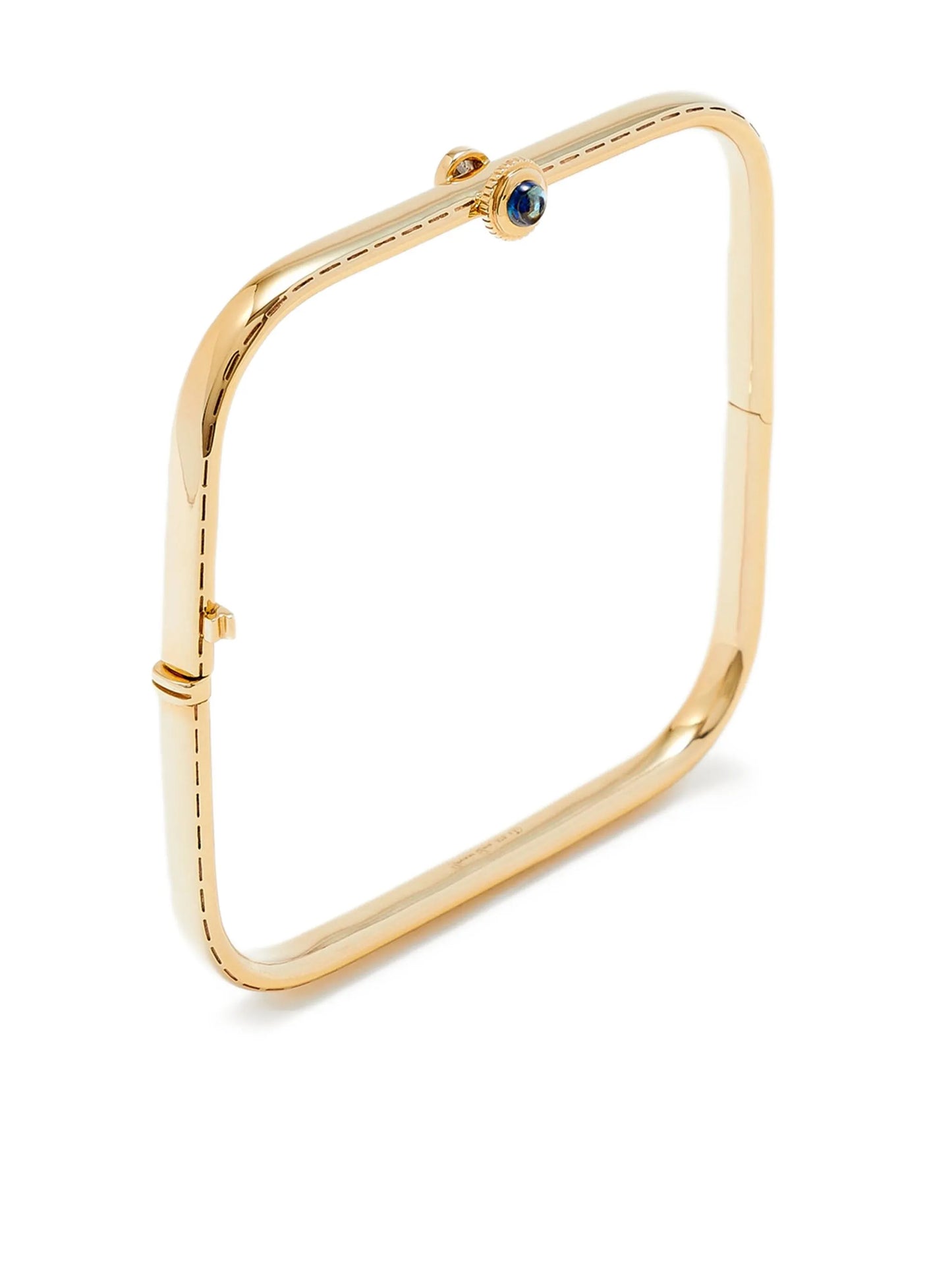 9CT yellow gold Jonc Gousset diamond and sapphire bracelet