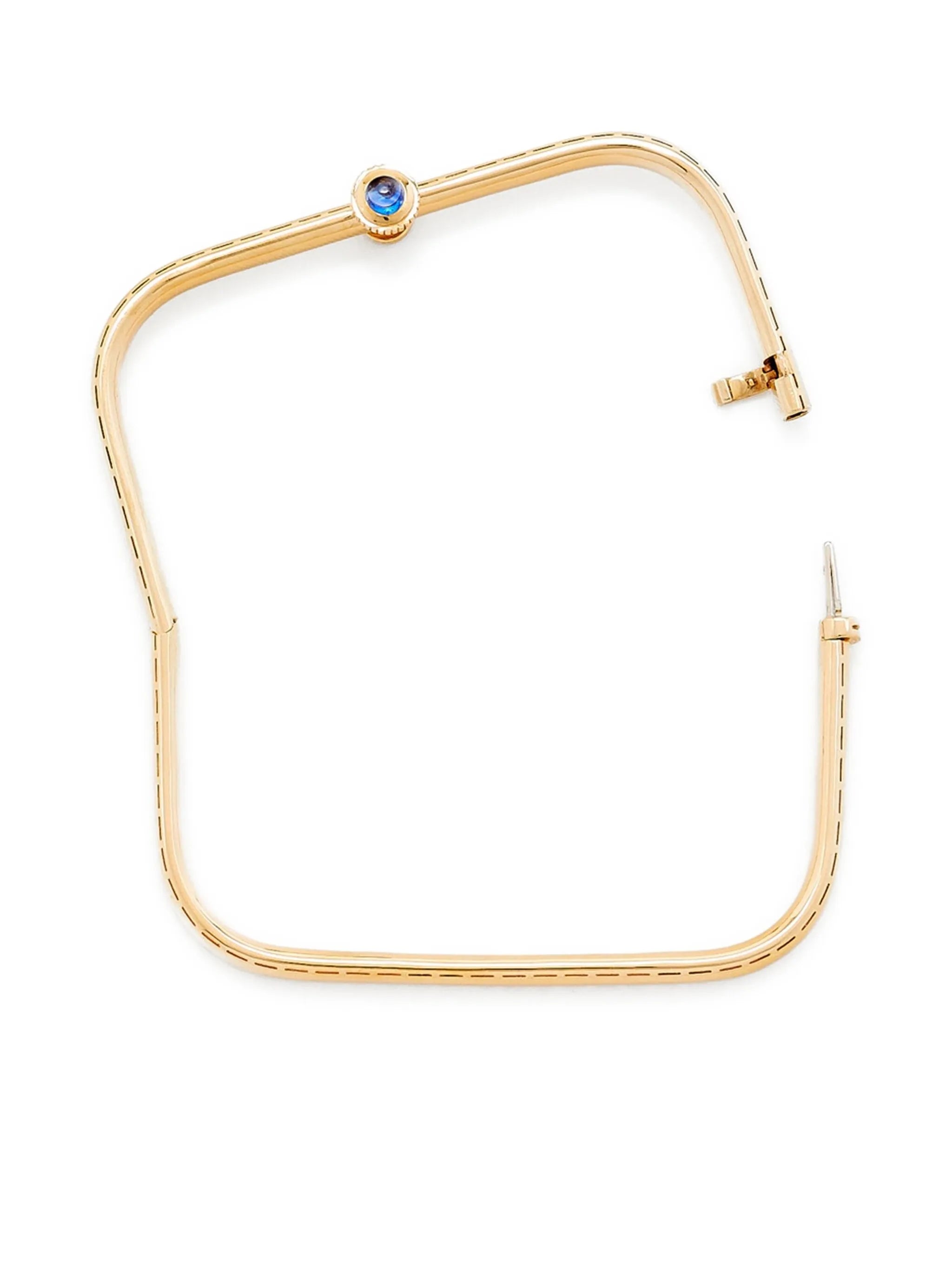 9CT yellow gold Jonc Gousset diamond and sapphire bracelet