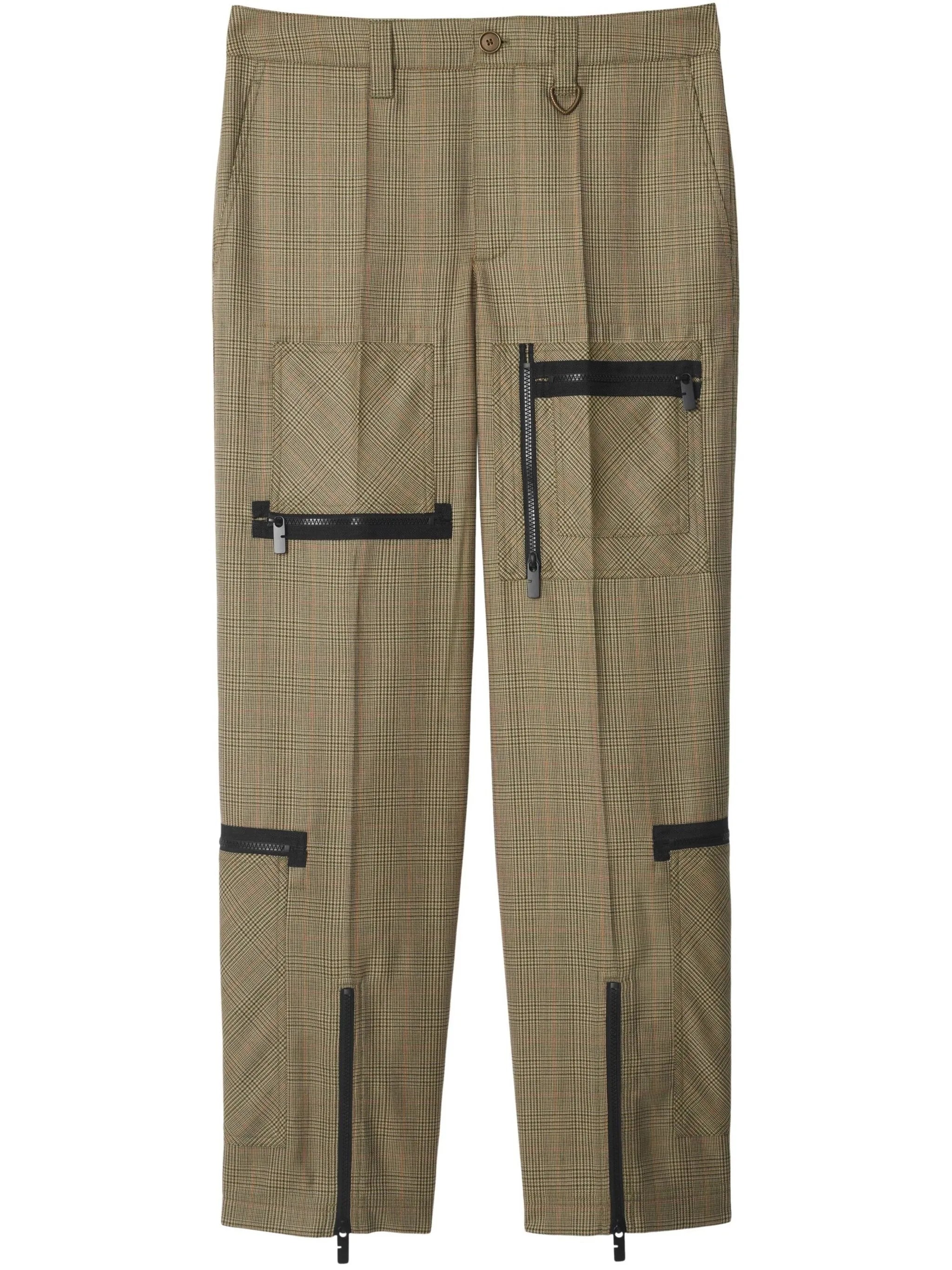 Check multi-pocket trousers