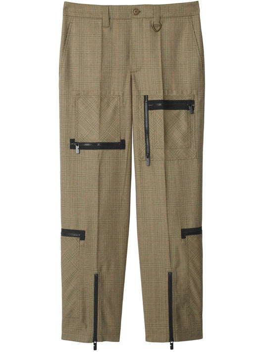 Check multi-pocket trousers