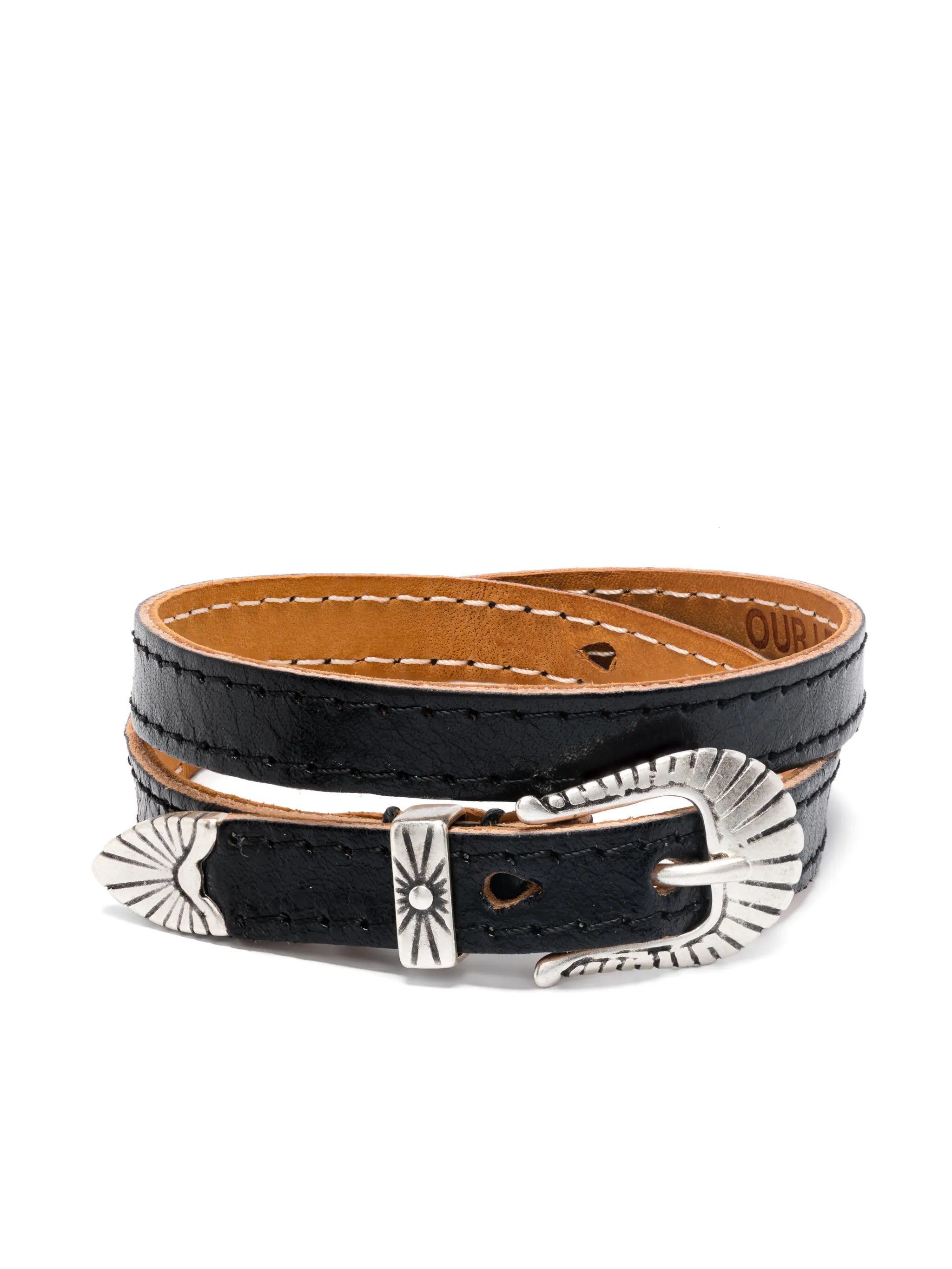 deep black leather bracelet