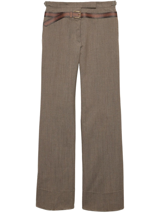 printed belt trousers
