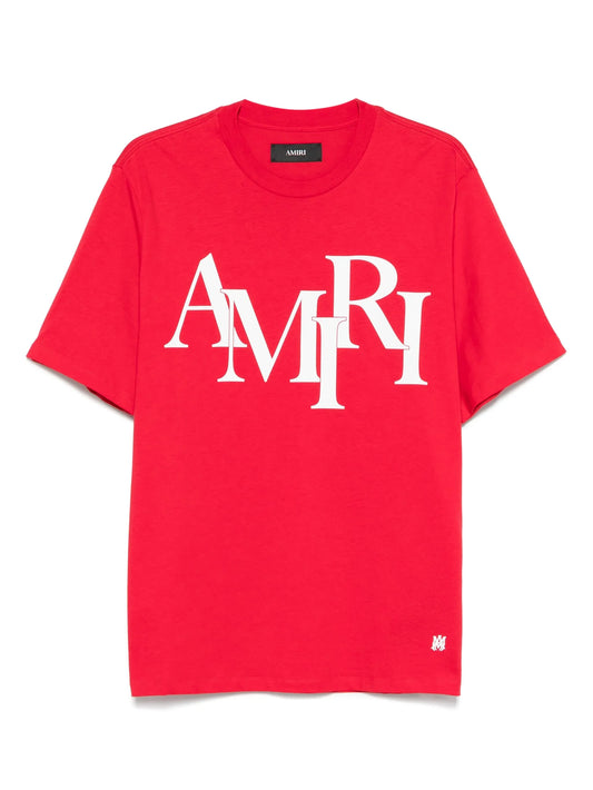 Staggered cotton T-shirt