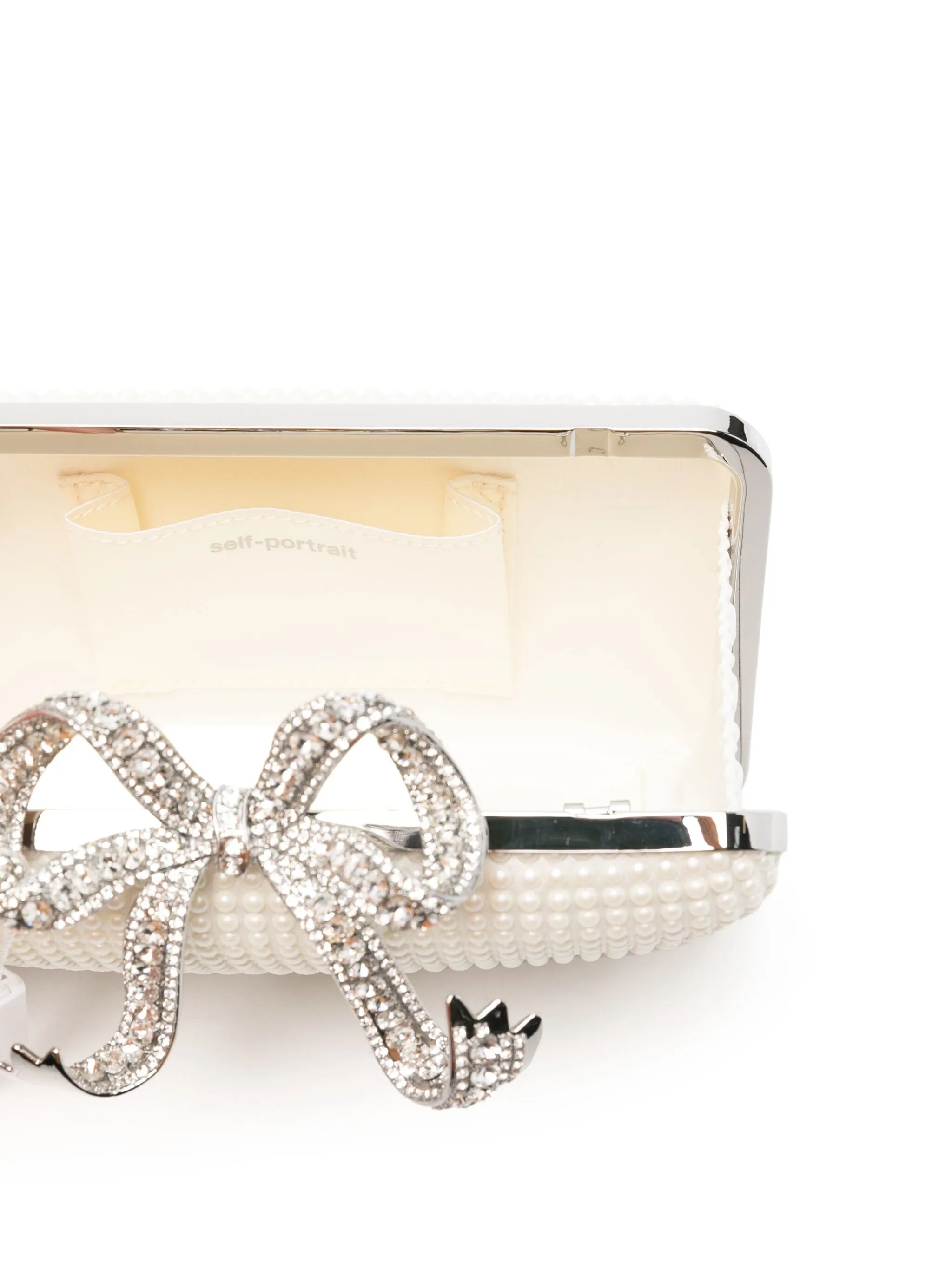 bow-detail faux-pearl clutch bag