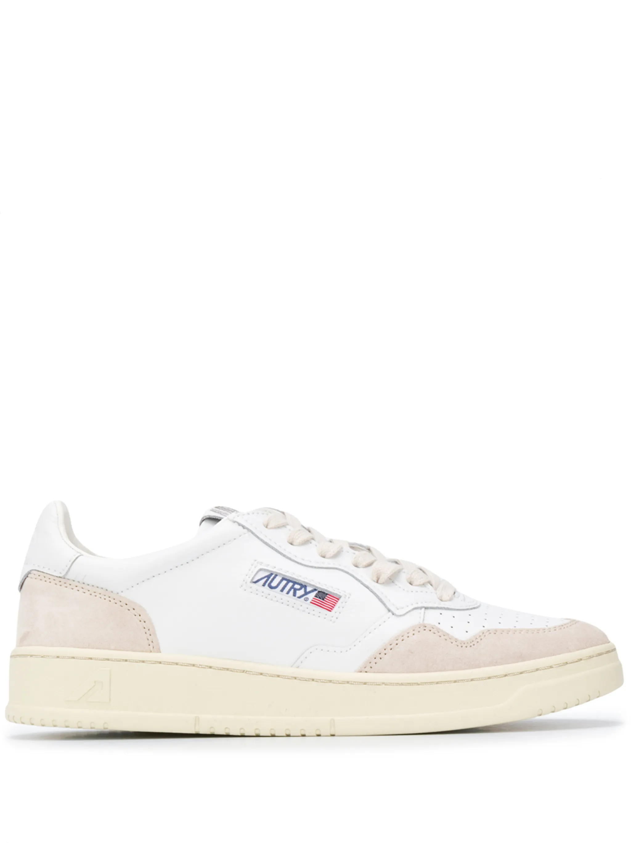 Medalist Low sneakers in white leather and beige suede