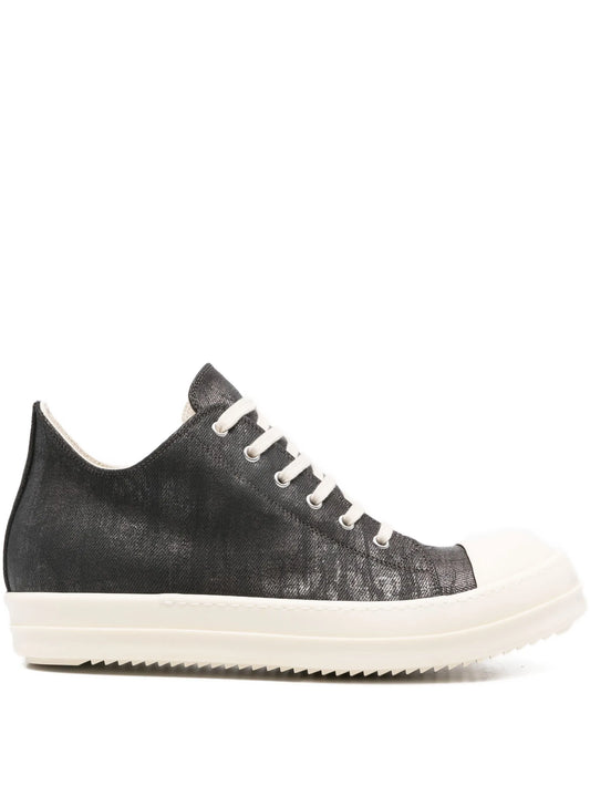 metallic denim low-top trainers