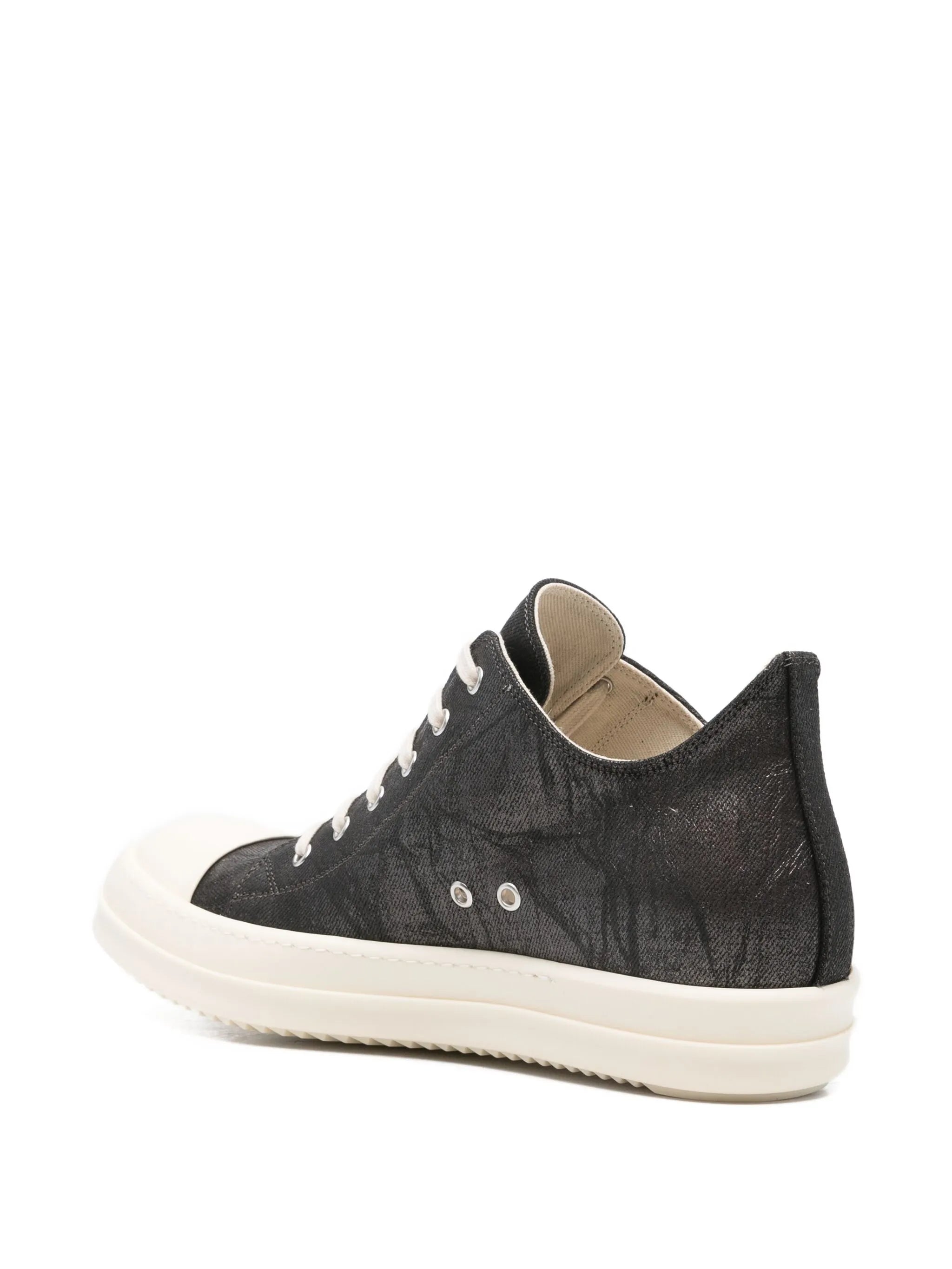 metallic denim low-top trainers