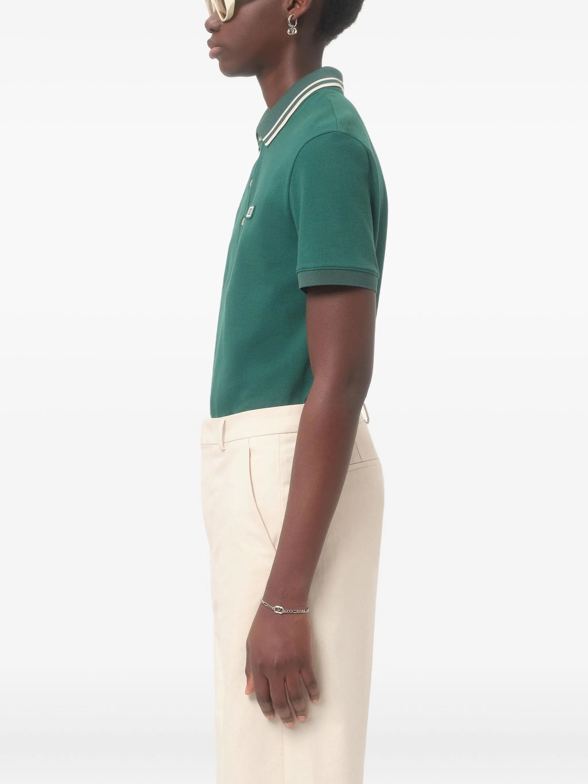 contrast-collar polo shirt