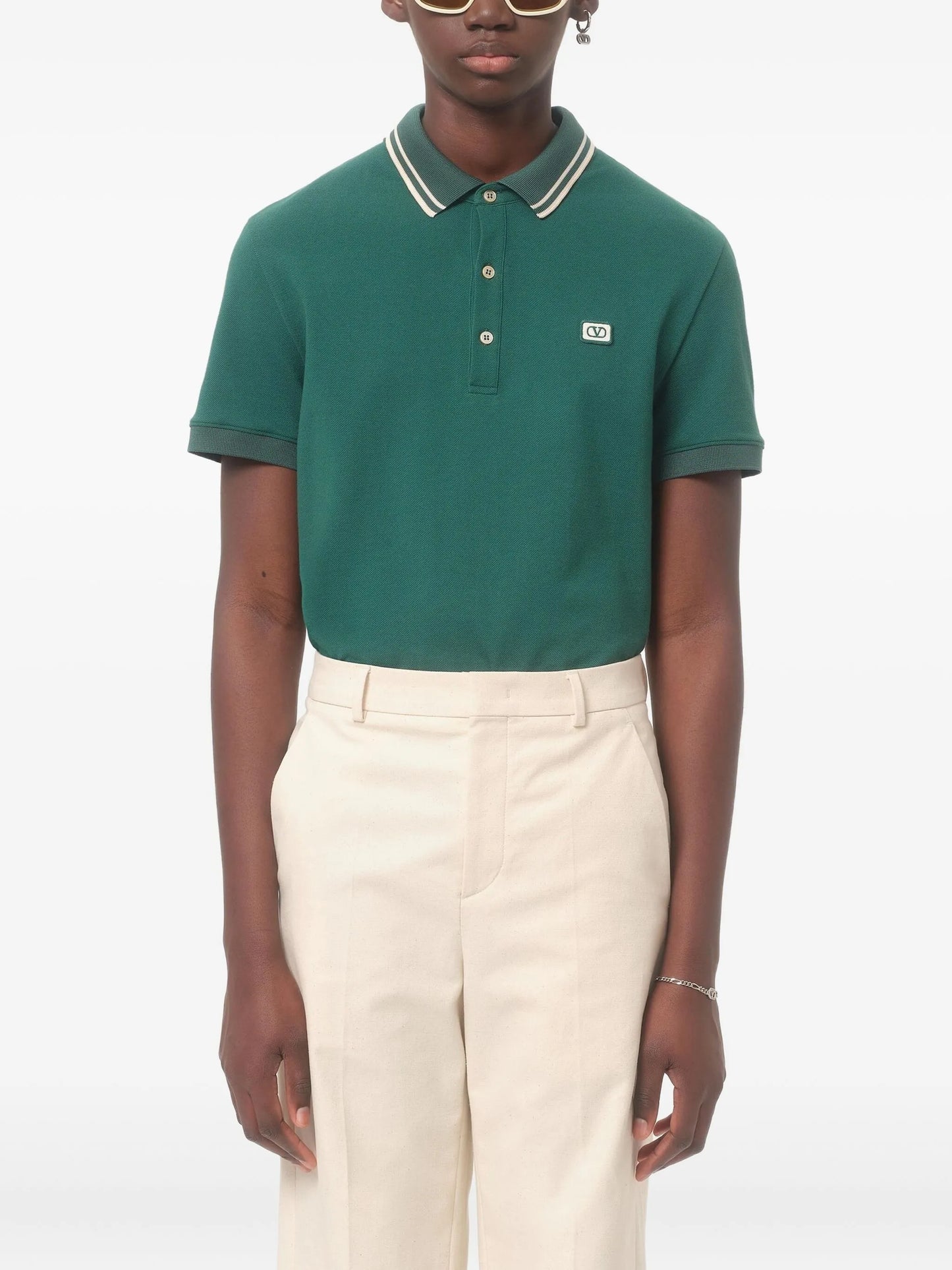 contrast-collar polo shirt