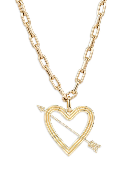 14CT yellow gold Heart and Arrow diamond necklace