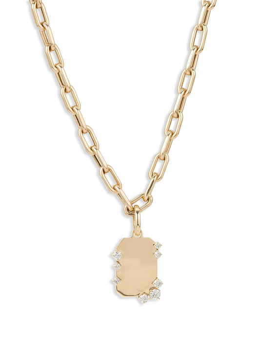 14CT yellow gold Dog Tag diamond necklace