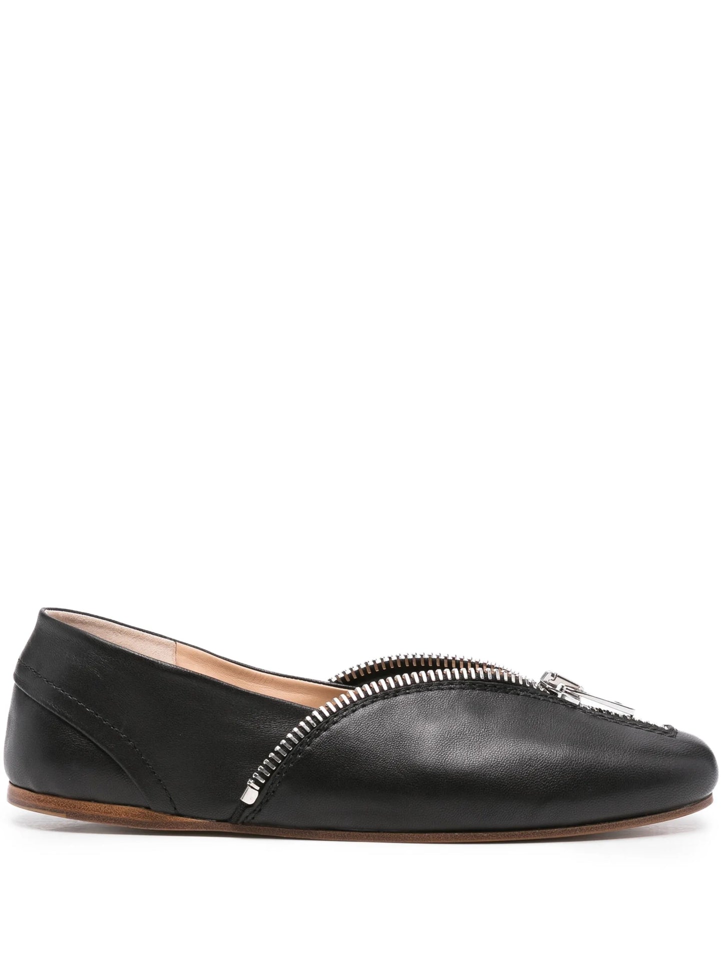 zip-detail ballet flats