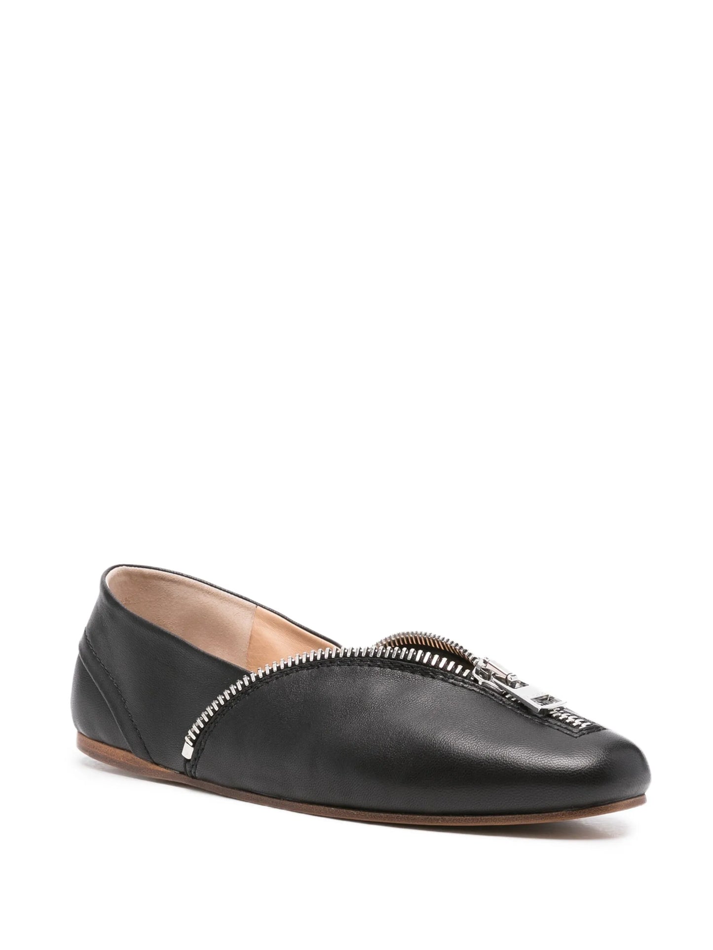zip-detail ballet flats