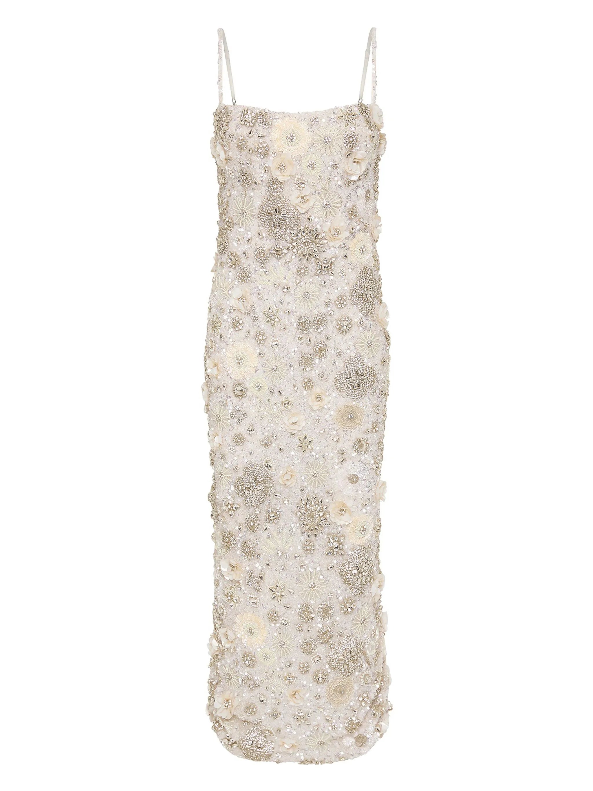 Francesca floral-embroidered midi dress