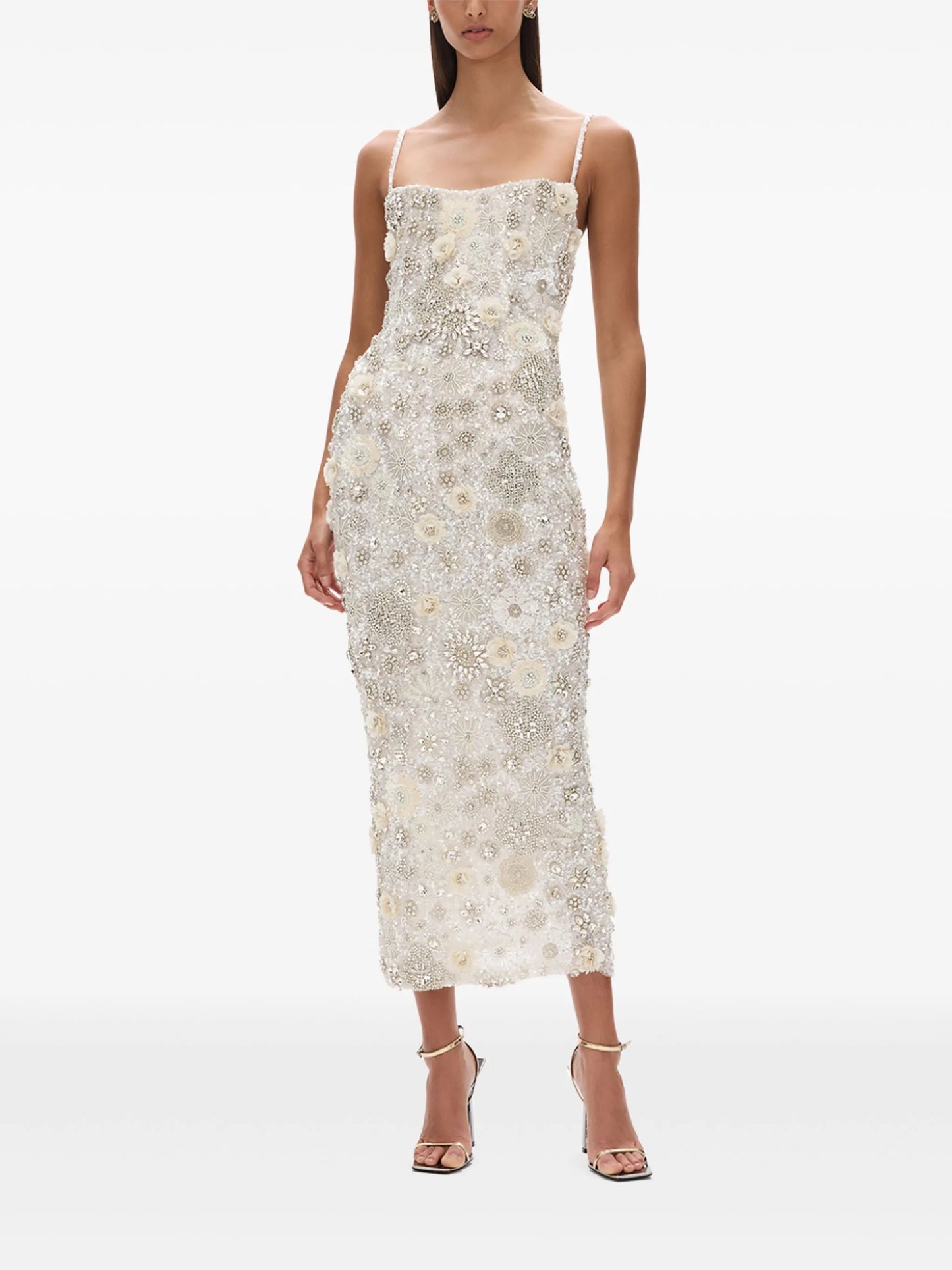 Francesca floral-embroidered midi dress