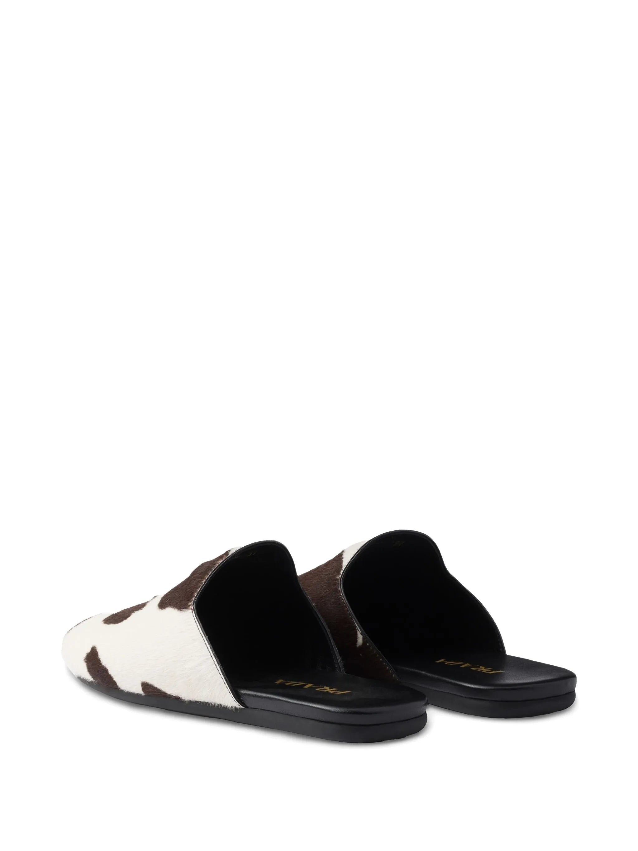 printed leather mules
