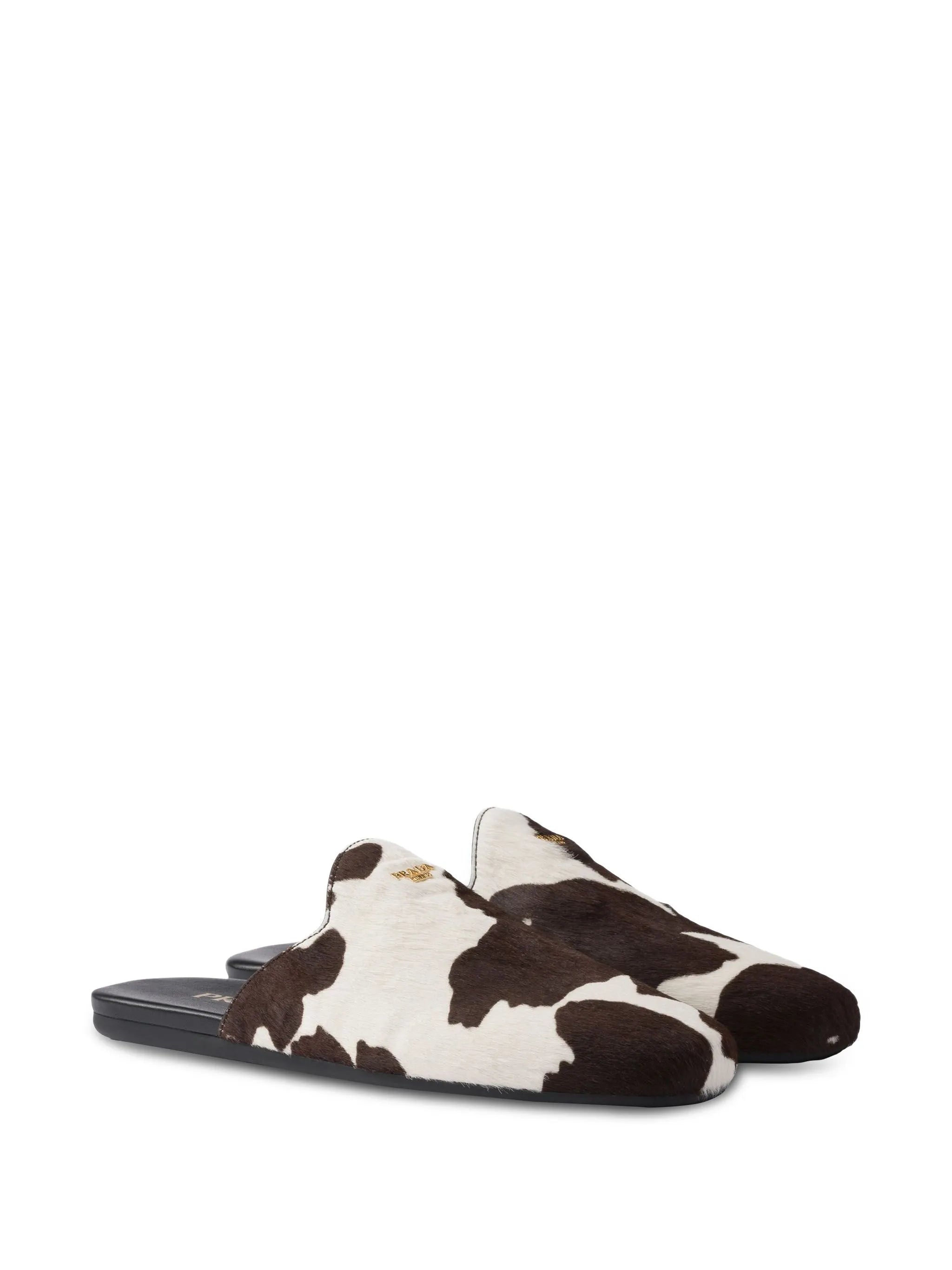 printed leather mules