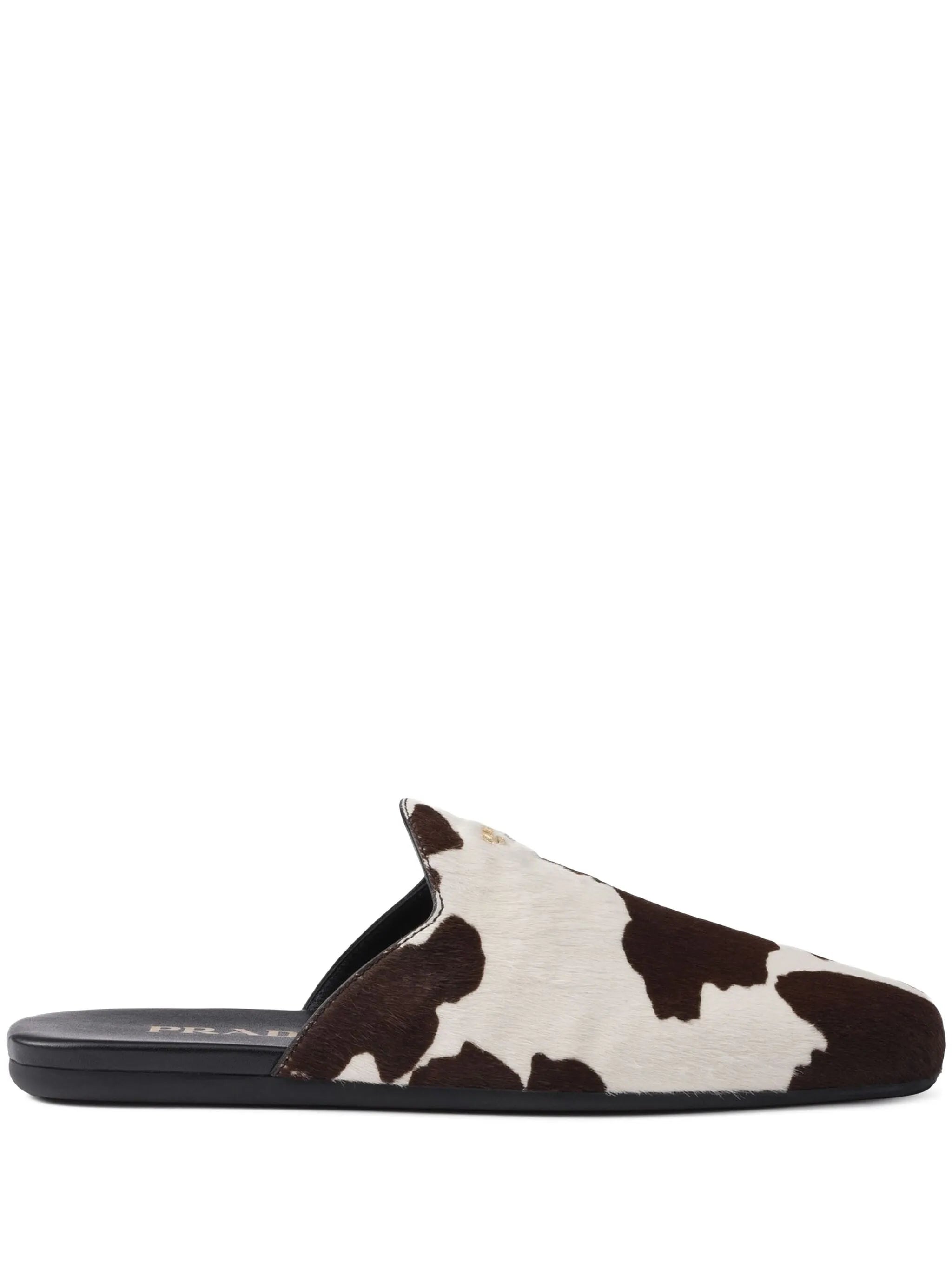 printed leather mules
