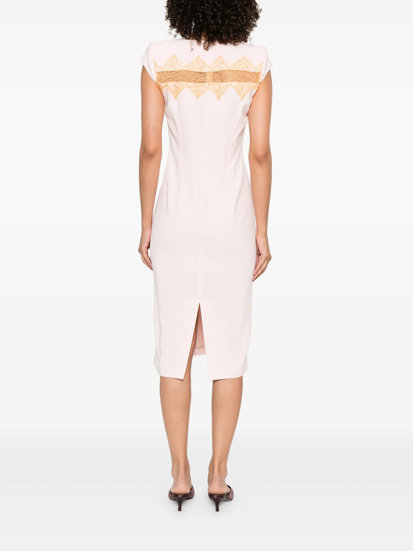 lace-insert midi dress