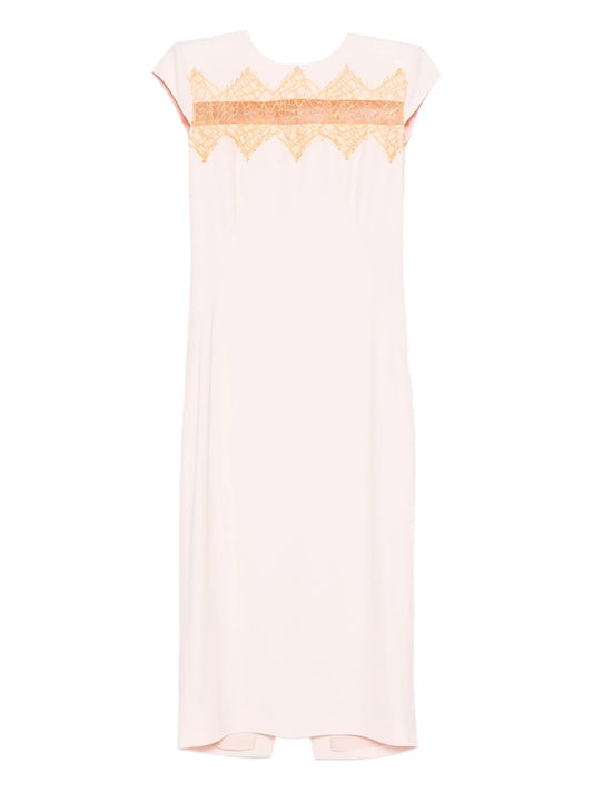 lace-insert midi dress