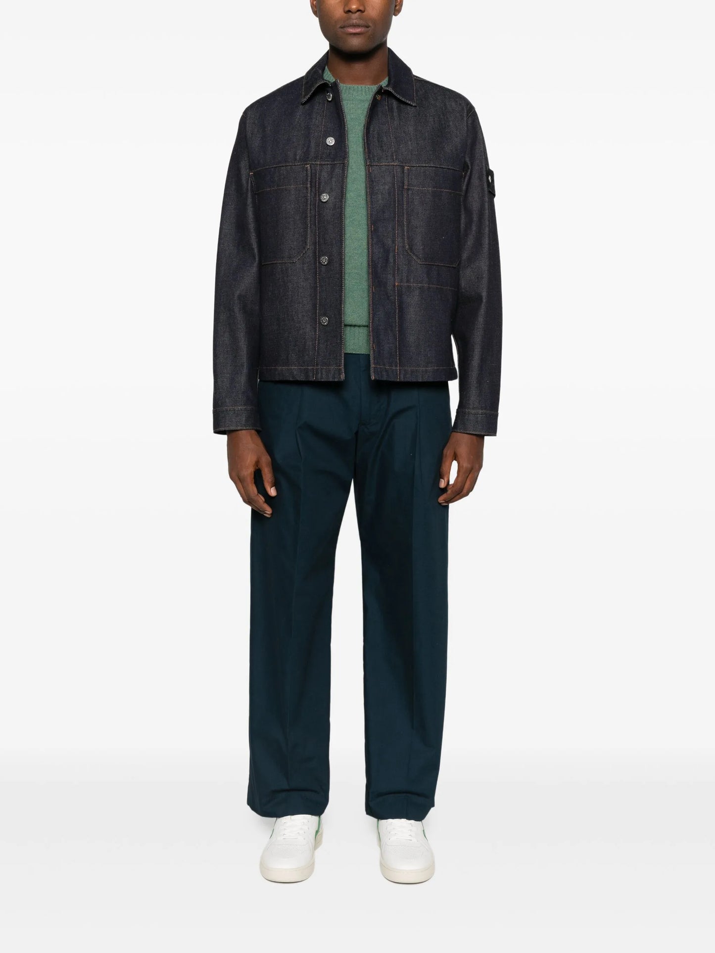 Compass-badge denim jacket