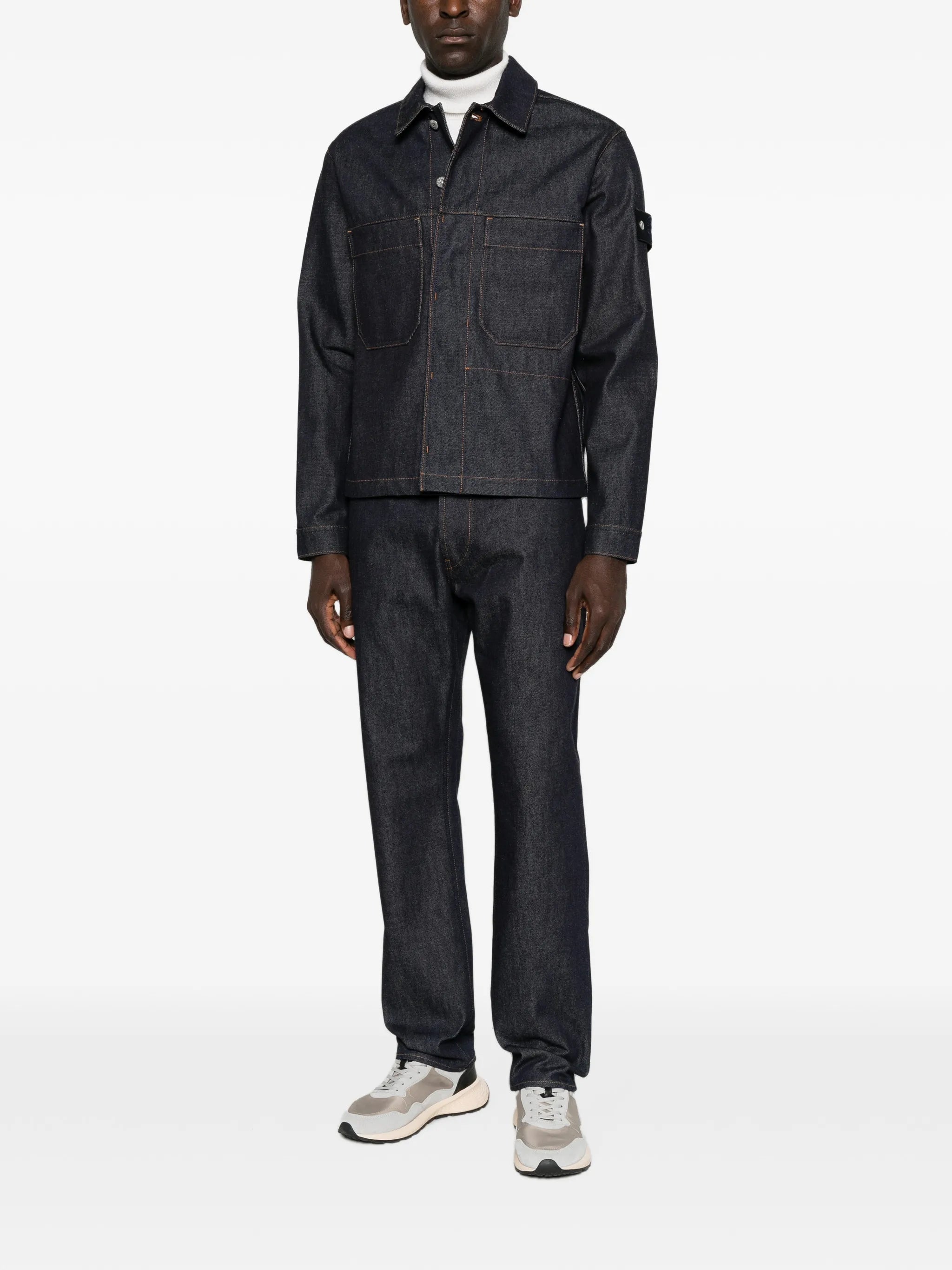 Compass-badge denim jacket