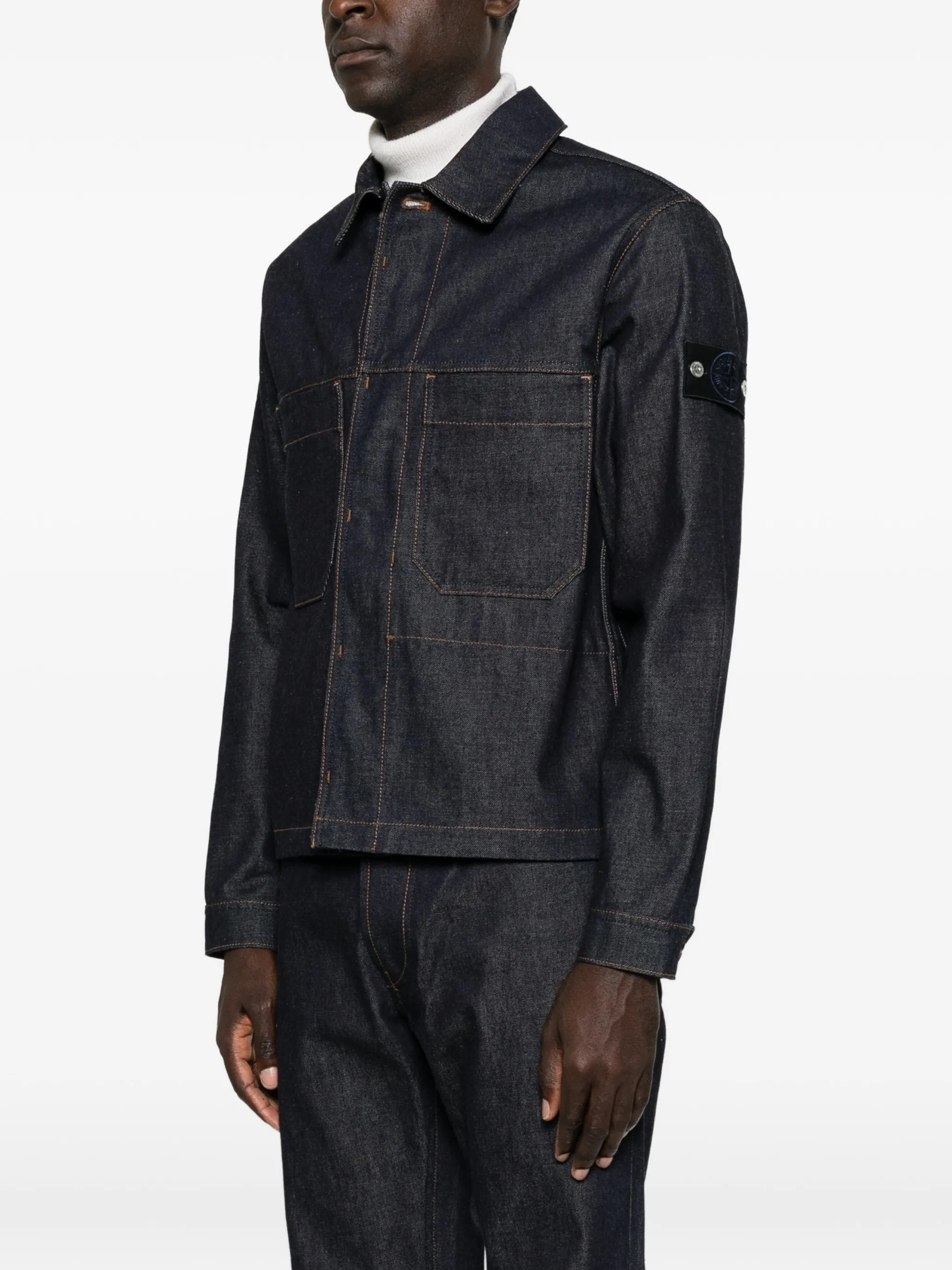 Compass-badge denim jacket