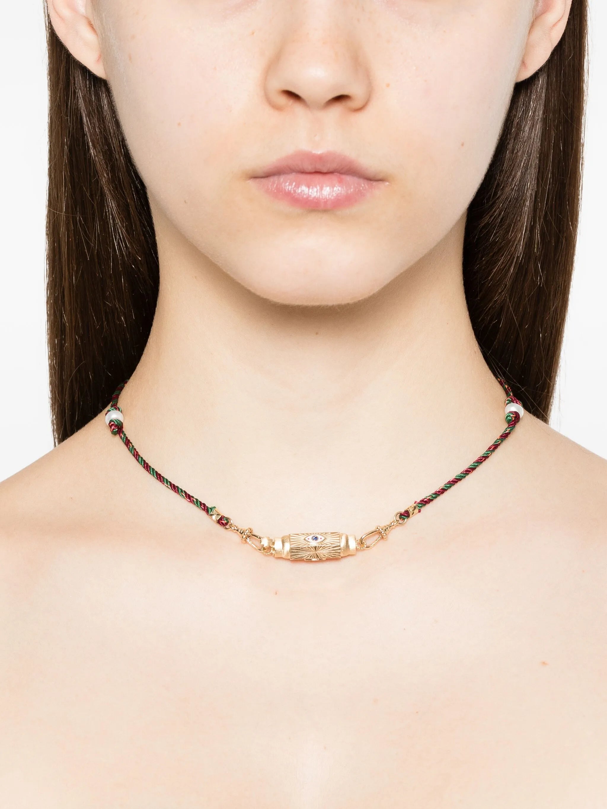 14CT yellow gold Evil Eye sapphire necklace
