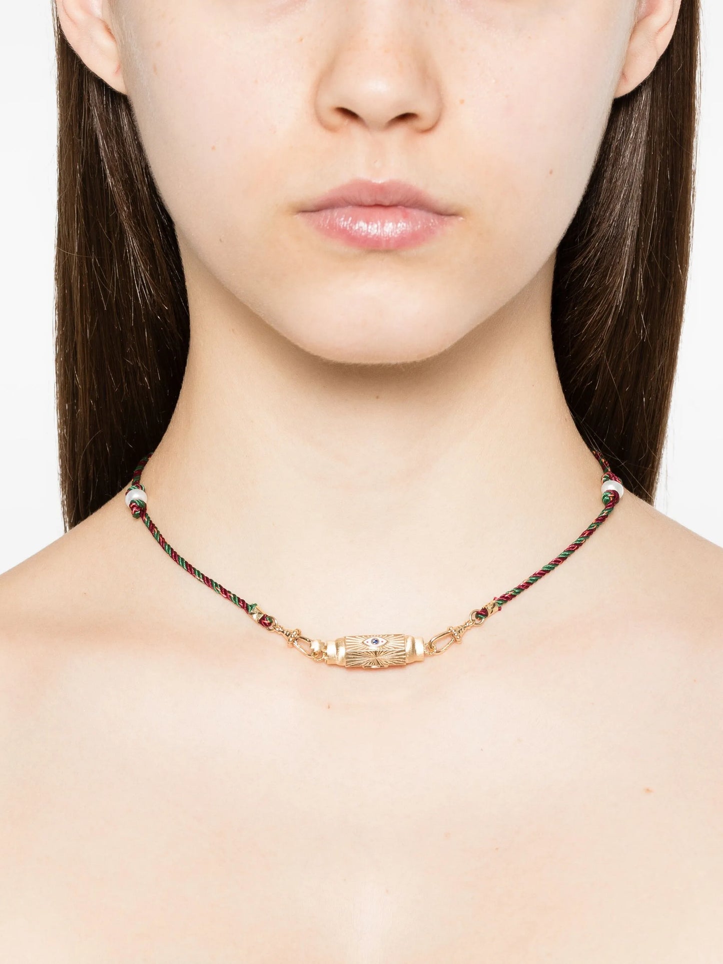 14CT yellow gold Evil Eye sapphire necklace