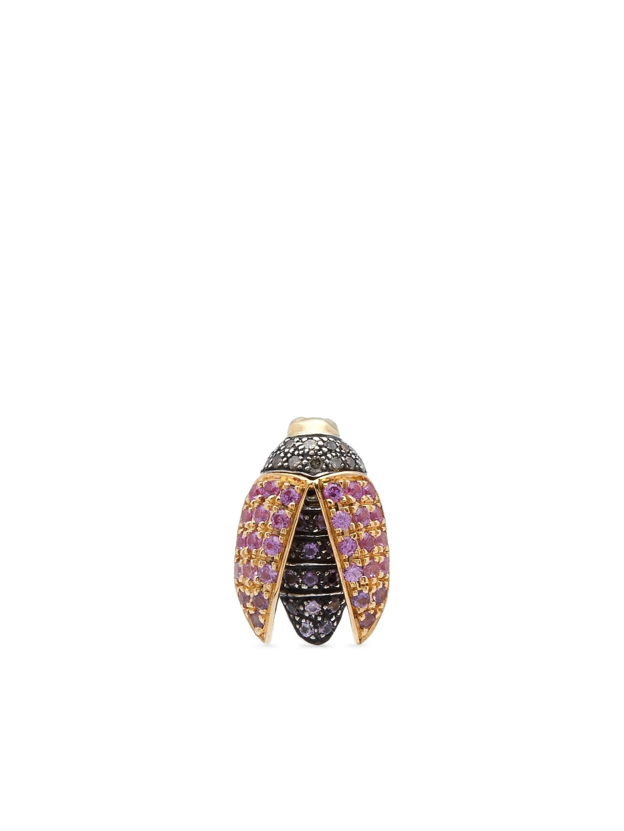 18CT yellow gold Mini Scarab diamond and sapphire earrings