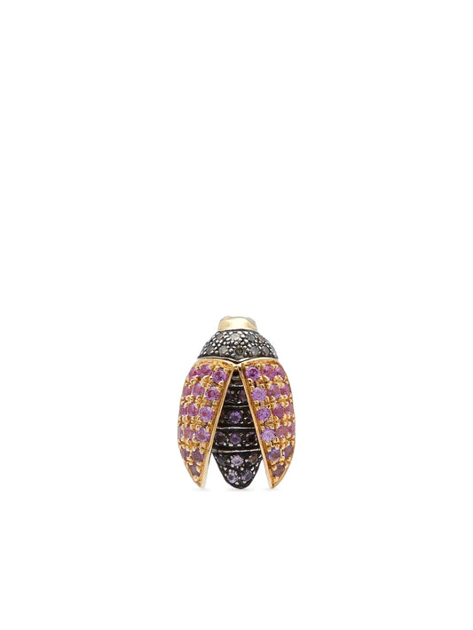 18CT yellow gold Mini Scarab diamond and sapphire earrings