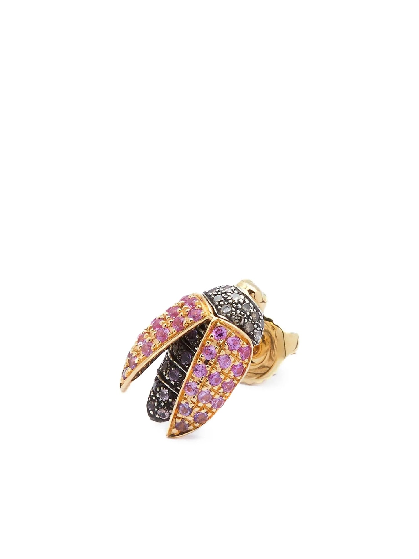 18CT yellow gold Mini Scarab diamond and sapphire earrings