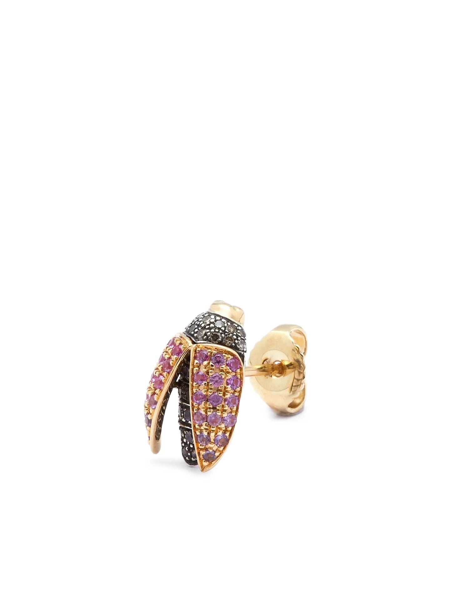 18CT yellow gold Mini Scarab diamond and sapphire earrings