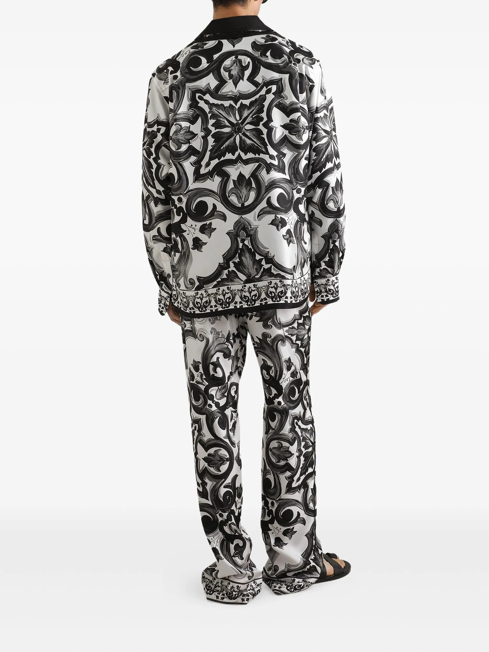 Majolica-print silk shirt