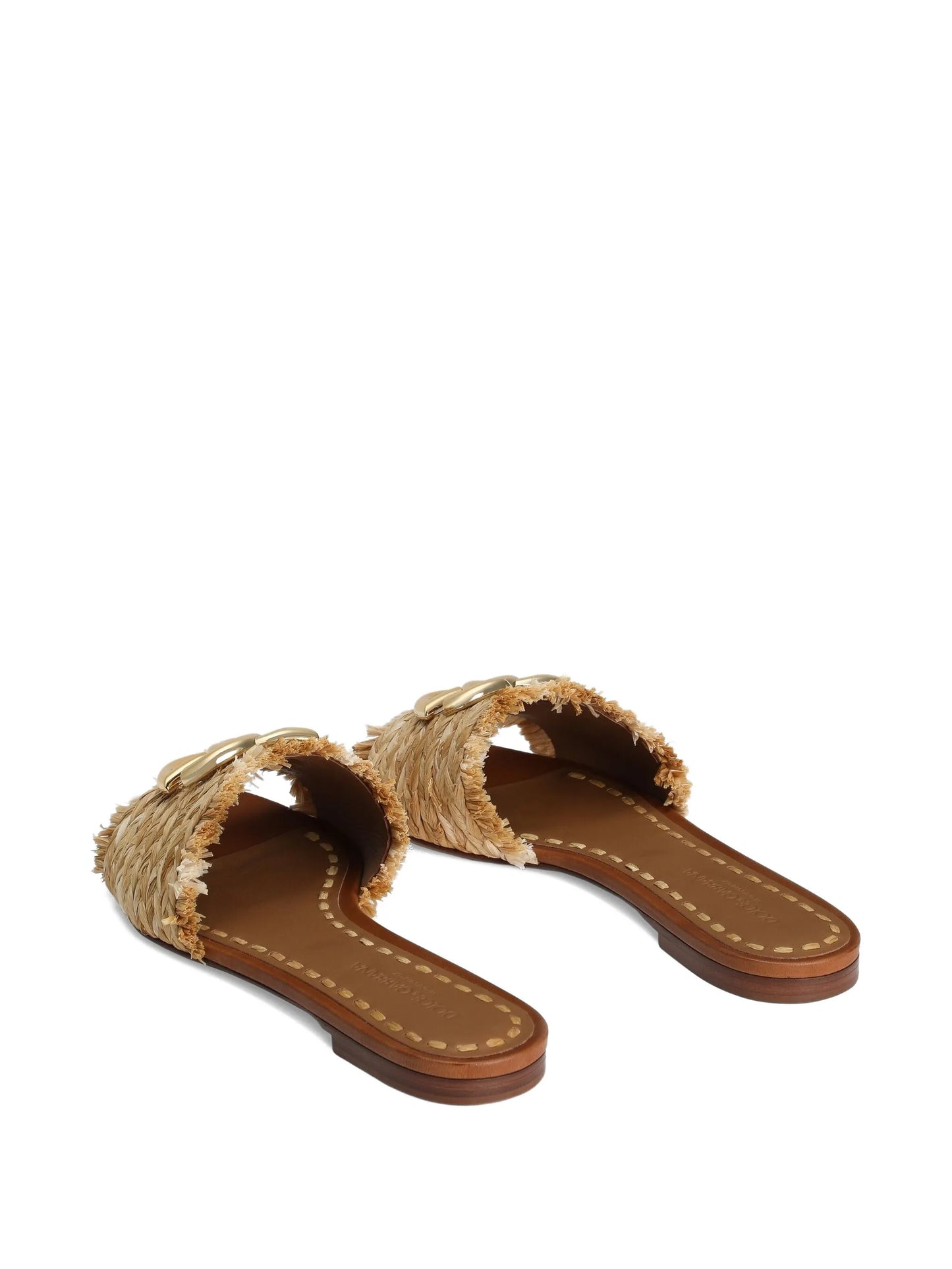 raffia logo flat sandals