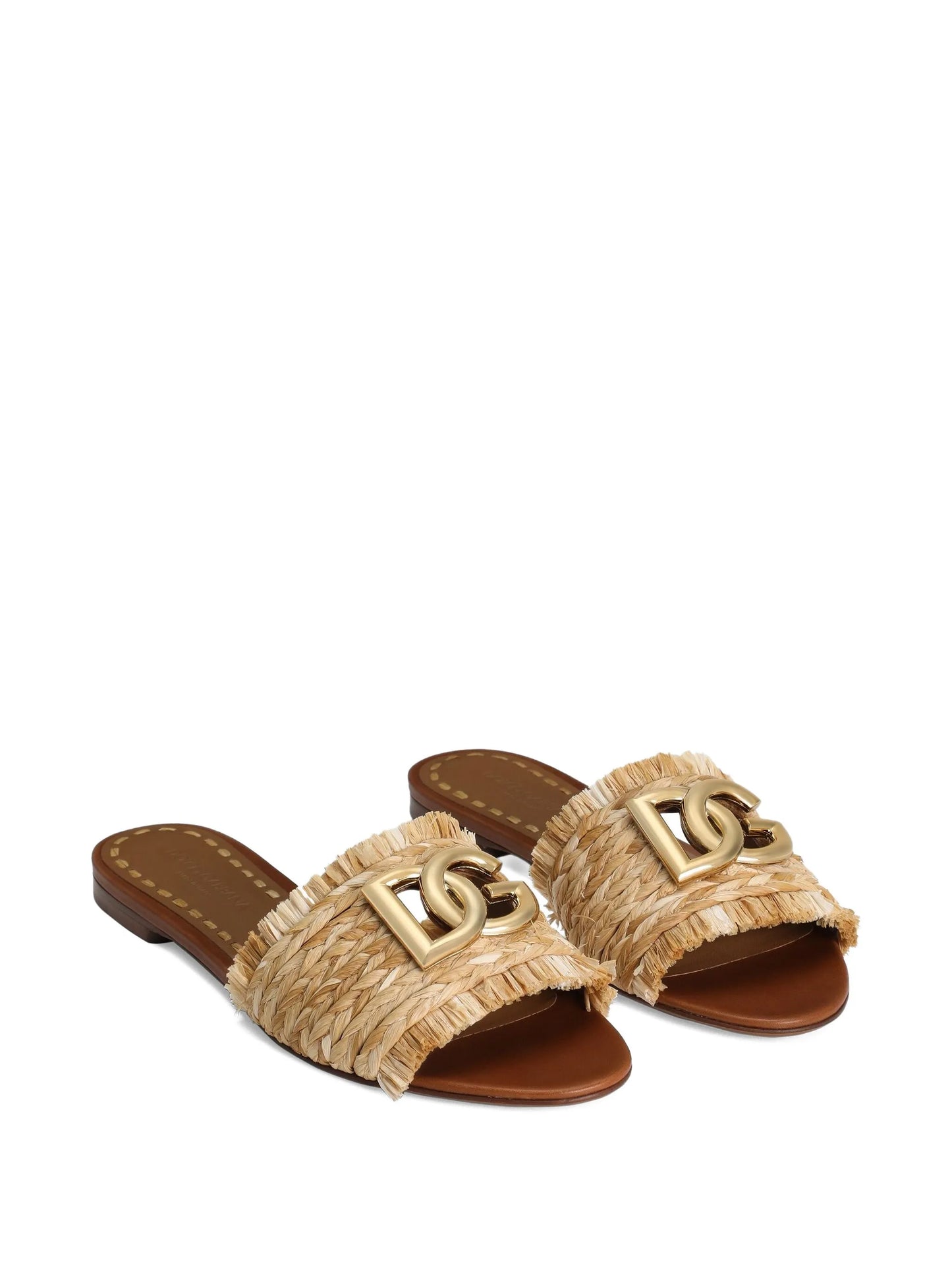 raffia logo flat sandals