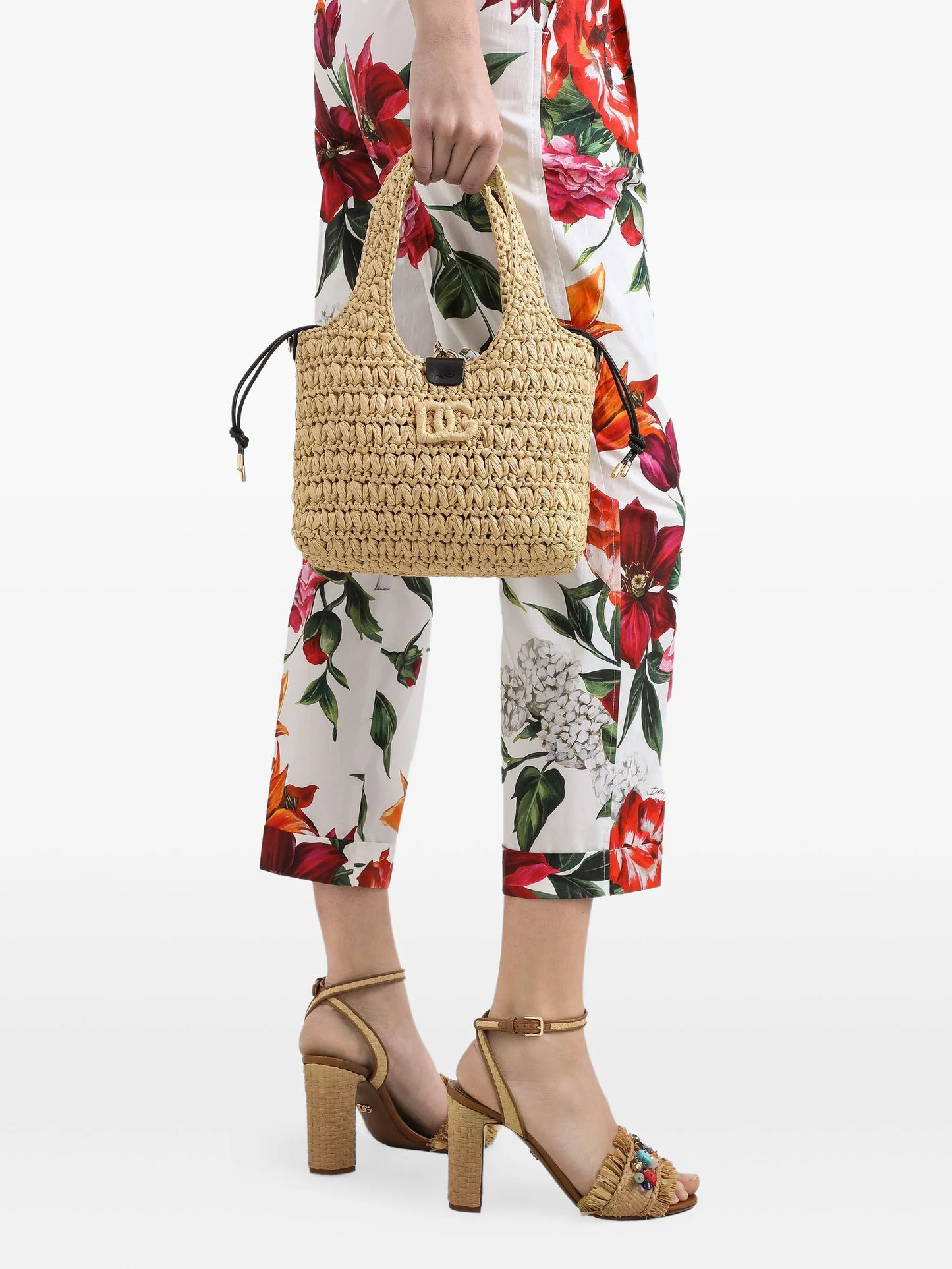 woven-raffia tote bag