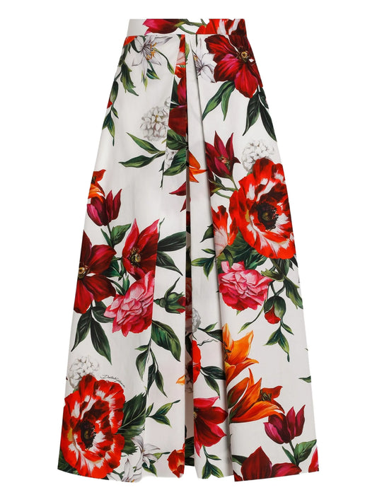 floral-print midi skirt