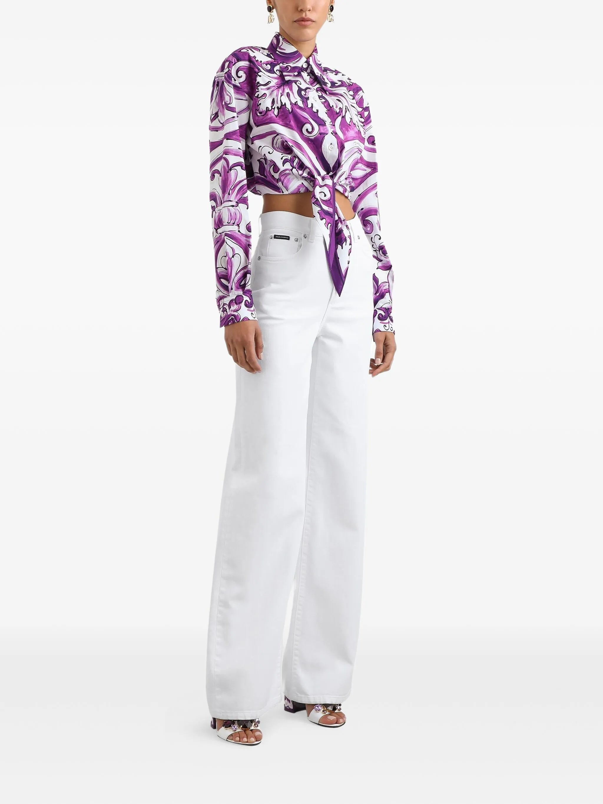 Majolica-print cotton shirt
