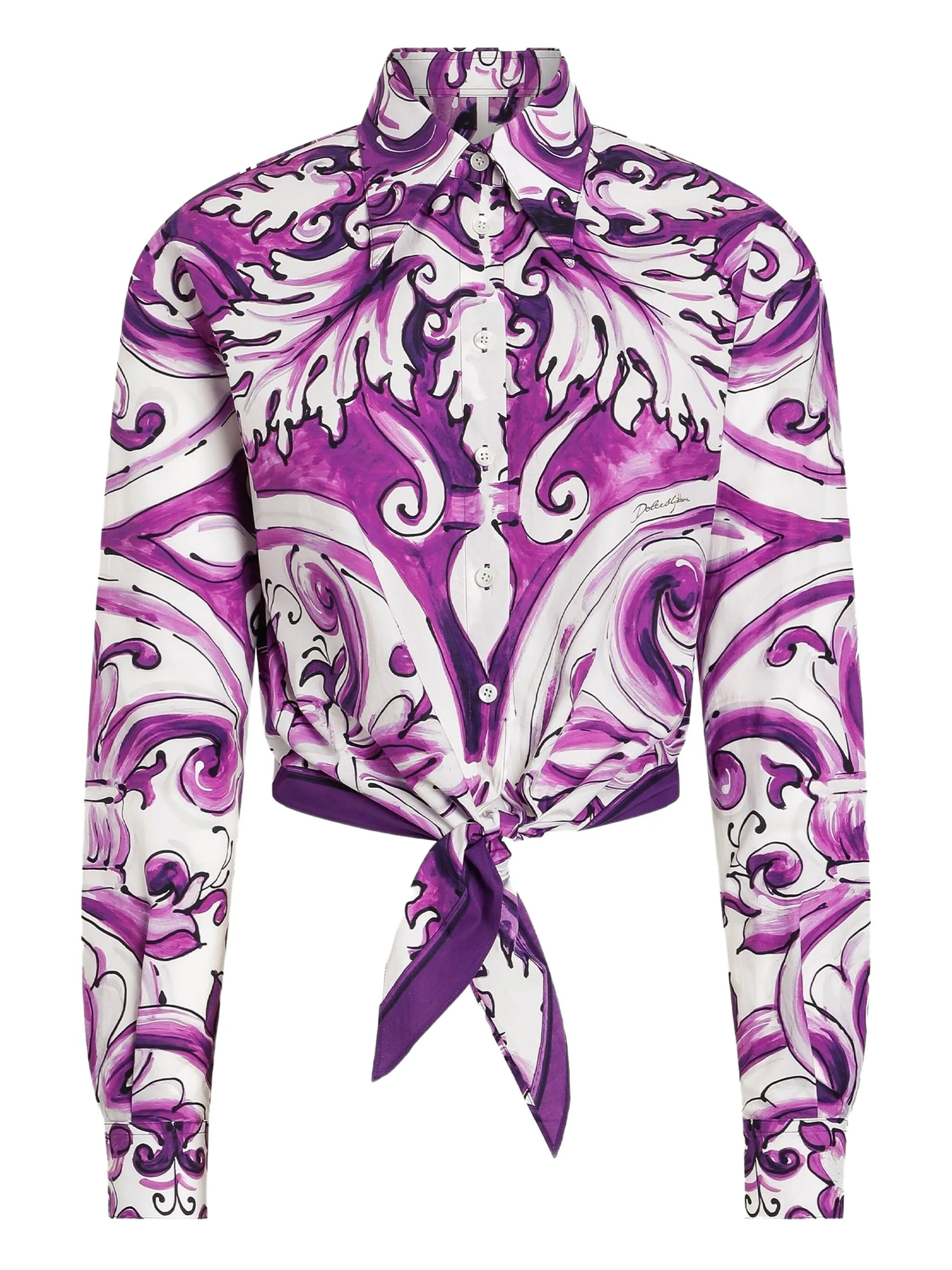 Majolica-print cotton shirt