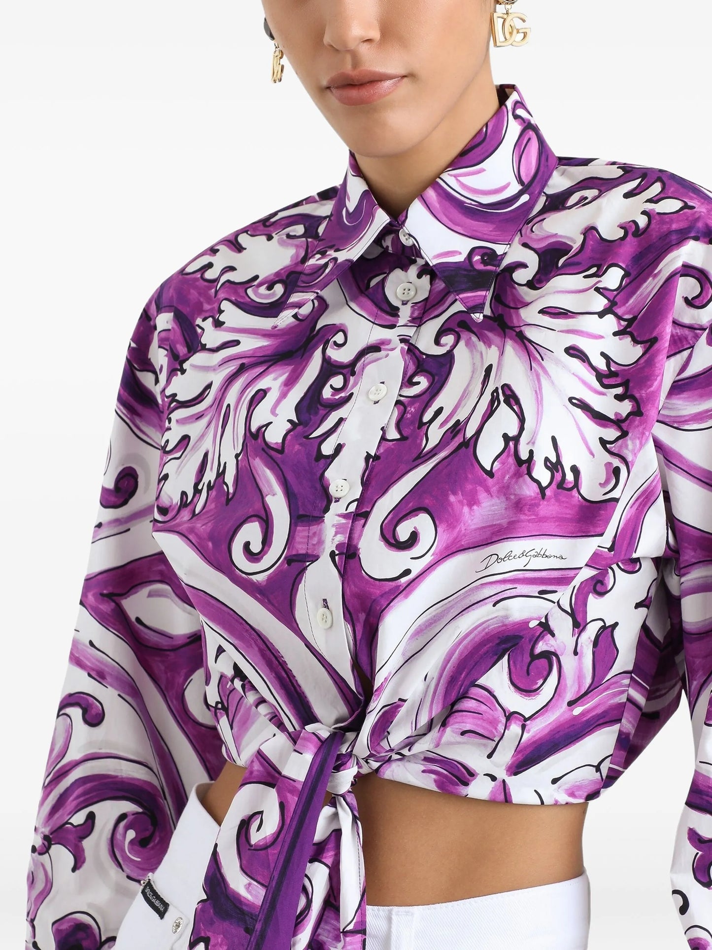 Majolica-print cotton shirt