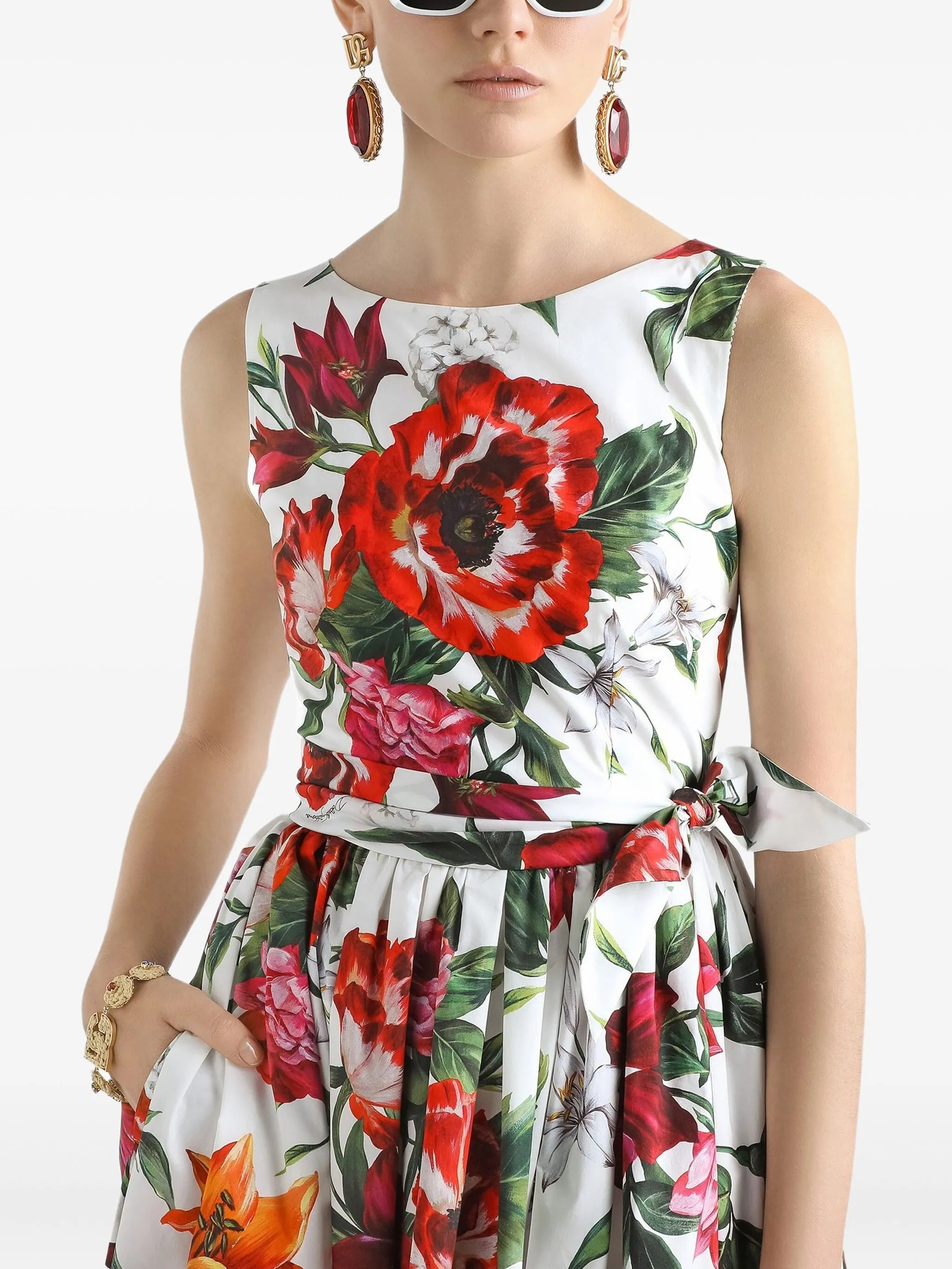 midi floral-print dress